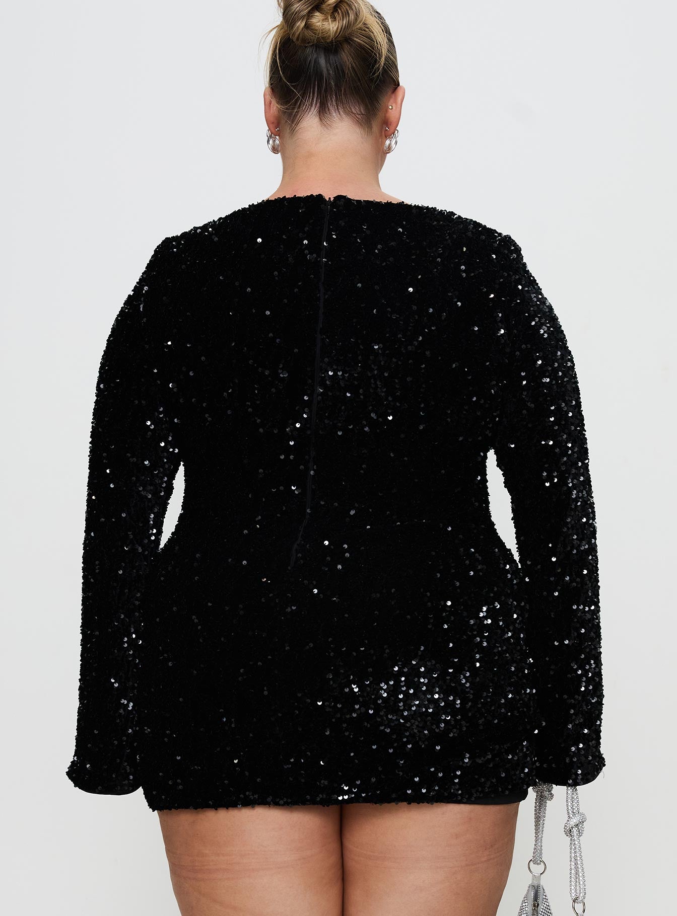 Vinelle Long Sleeve Mini Dress Black Curve、mySite、solidvoid