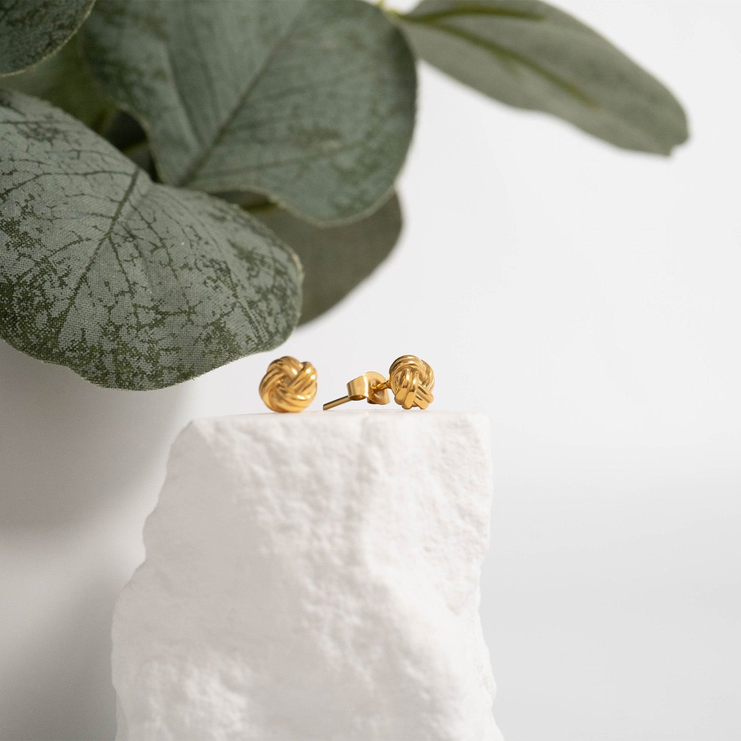 18K Gold PVD Stainless Steel Knot Stud Earrings / ERJ0077、mySite、dreamappss