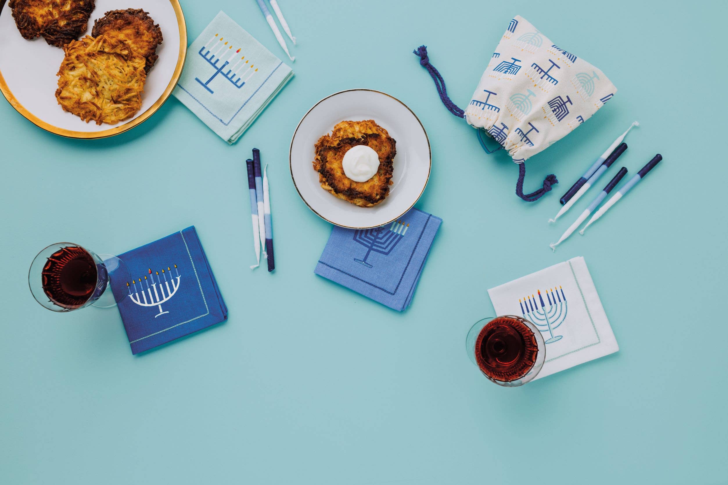 Bright Hanukkah Embroidered Cotton Napkins - Set of 4、mySite、topwebapps