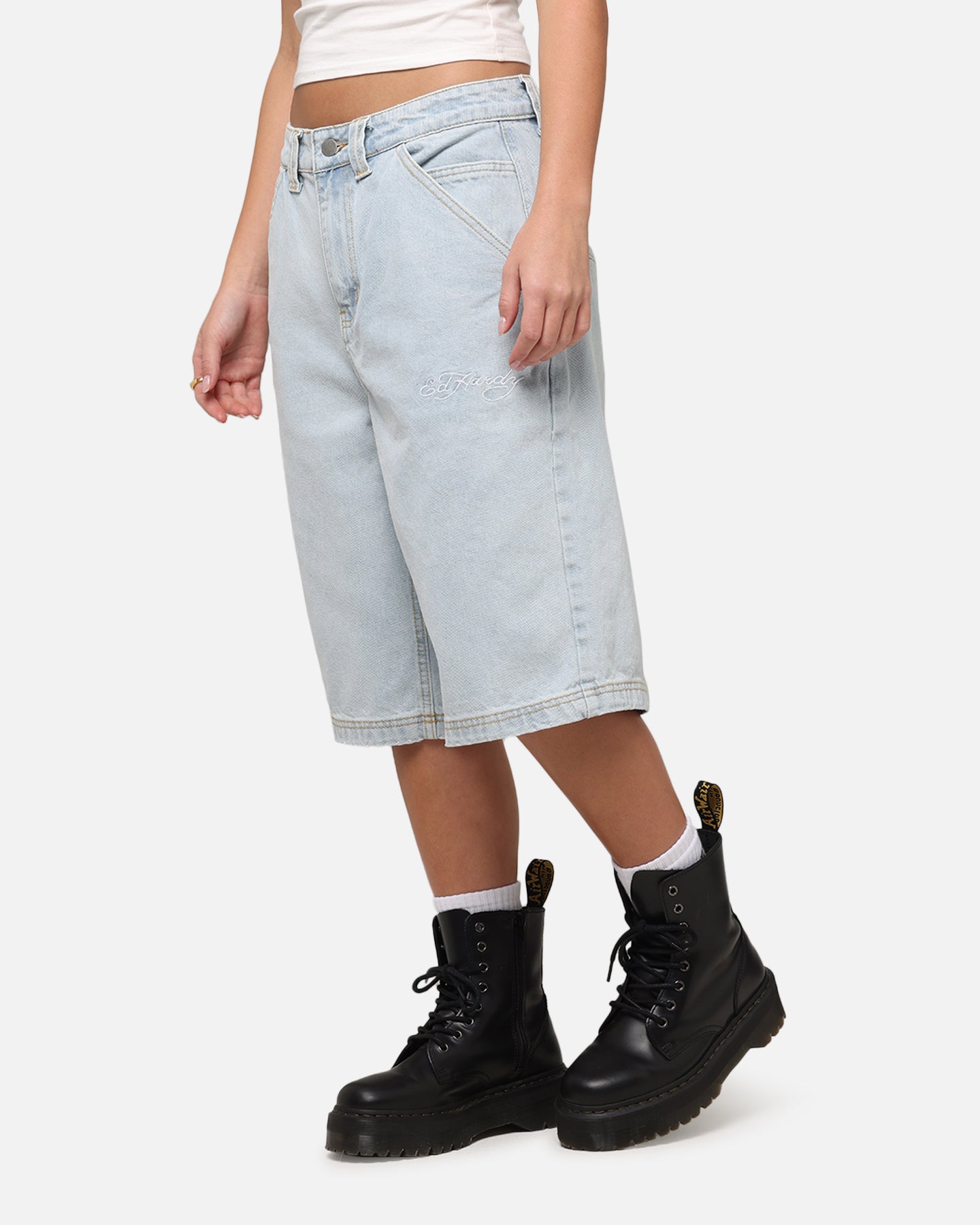 Ed Hardy Women's Flora Jorts Light Wash、mySite、zt4zffjzw