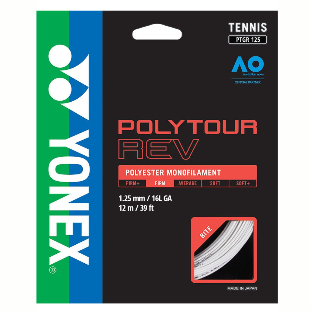 Yonex Poly Tour Rev 16L/1.25 Tennis String (White)