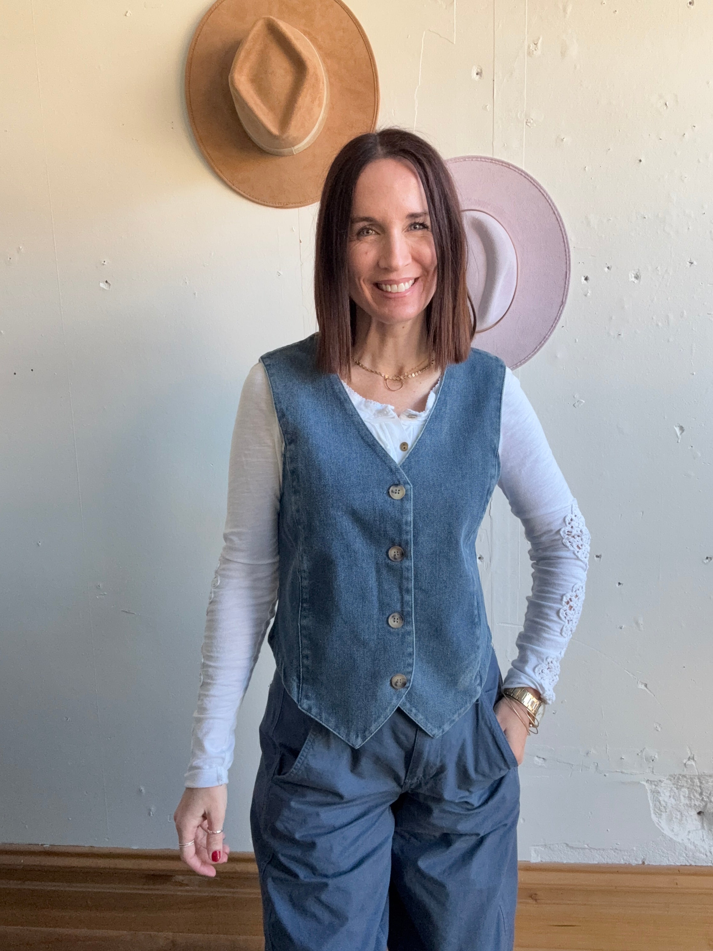 Katlyn’s Denim V-Neck Vest、mySite、garagedoors4me