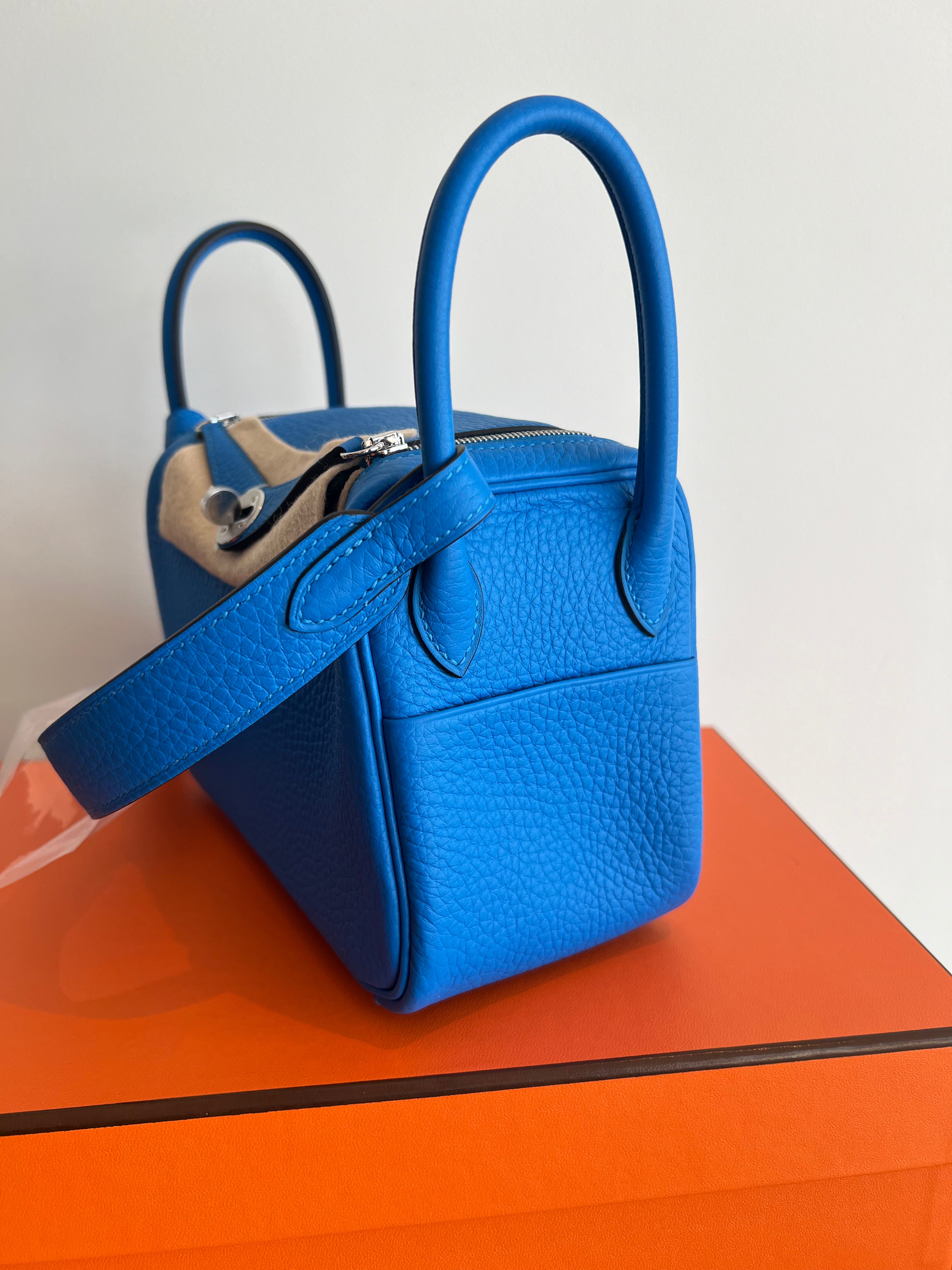 Hermès Mini Lindy Bleu Hydra Clemence PHW、mySite、garminoutage.com