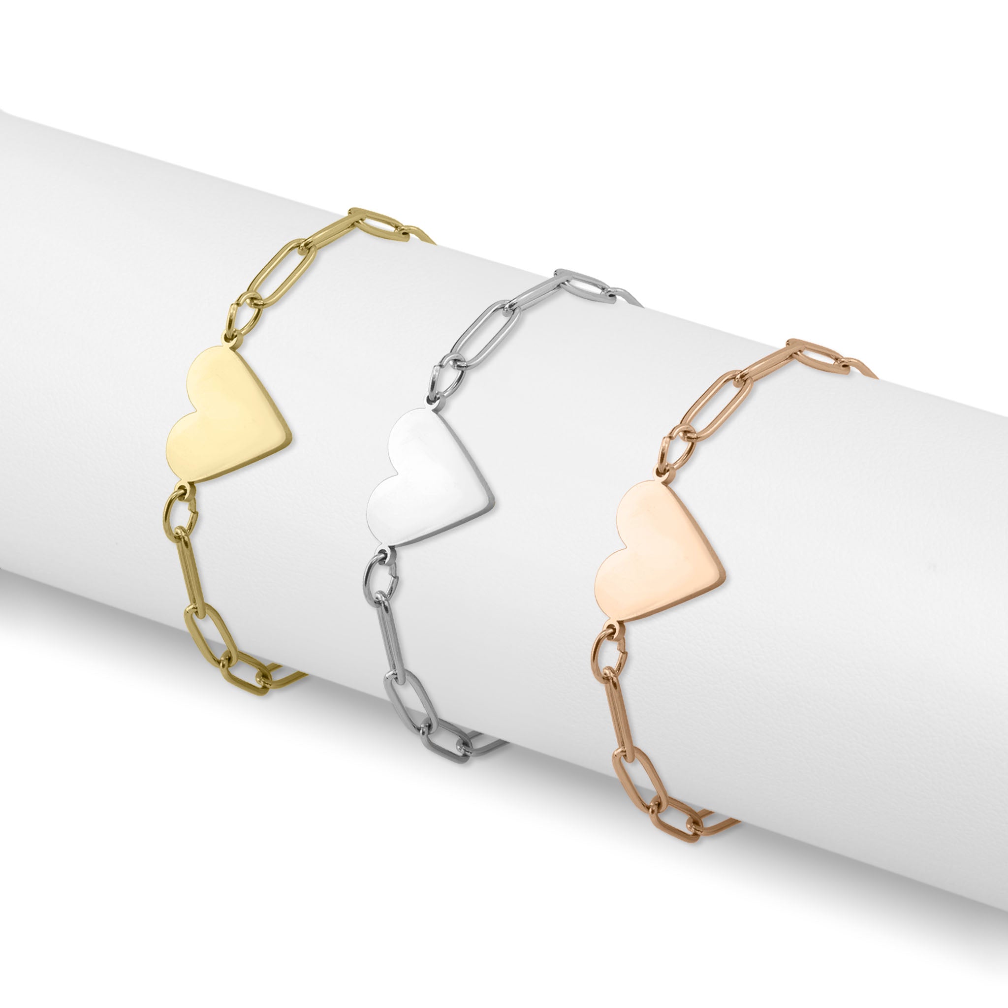 18K Gold PVD Stainless Steel Paperclip Heart Bracelet / SBB0303、mySite、dreamappss