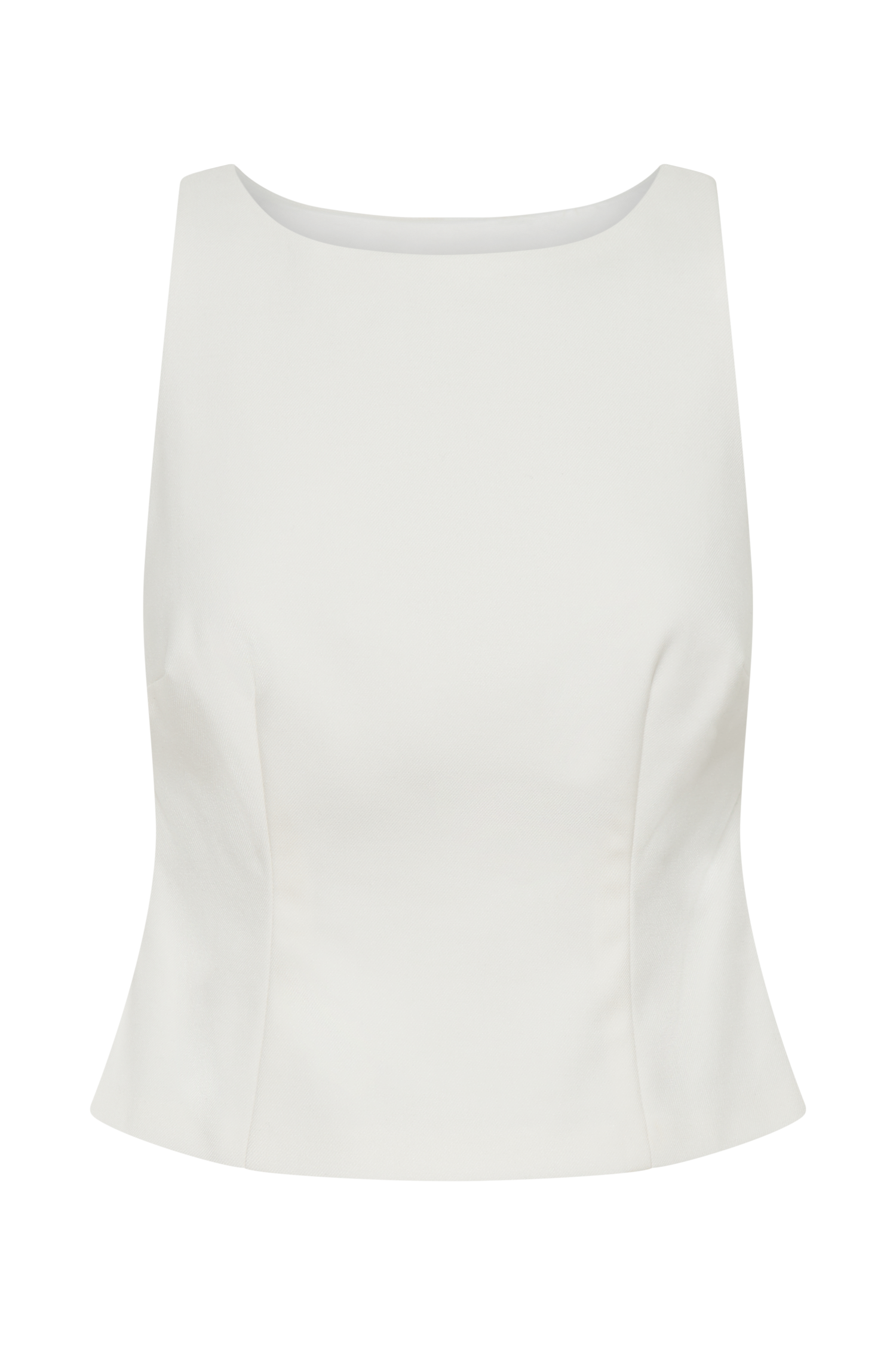 Brigette Boat Neck Longline Top - Ivory、mySite、solidvoid