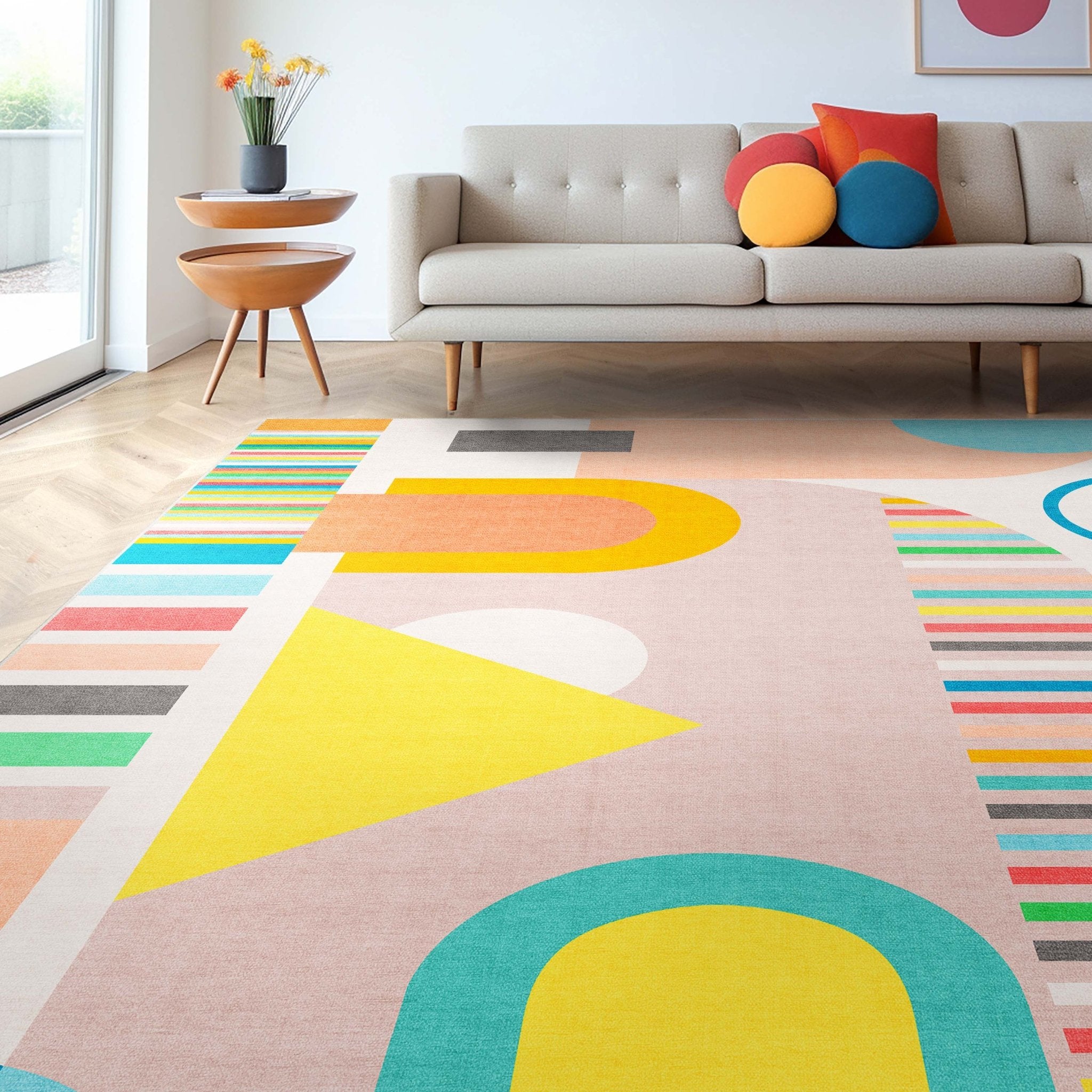 Apollo Geometric Modern Shapes Multi Color Rug for Living Room, Bedroom, Kitchen & Office、mySite、gigharbornorthrealestate