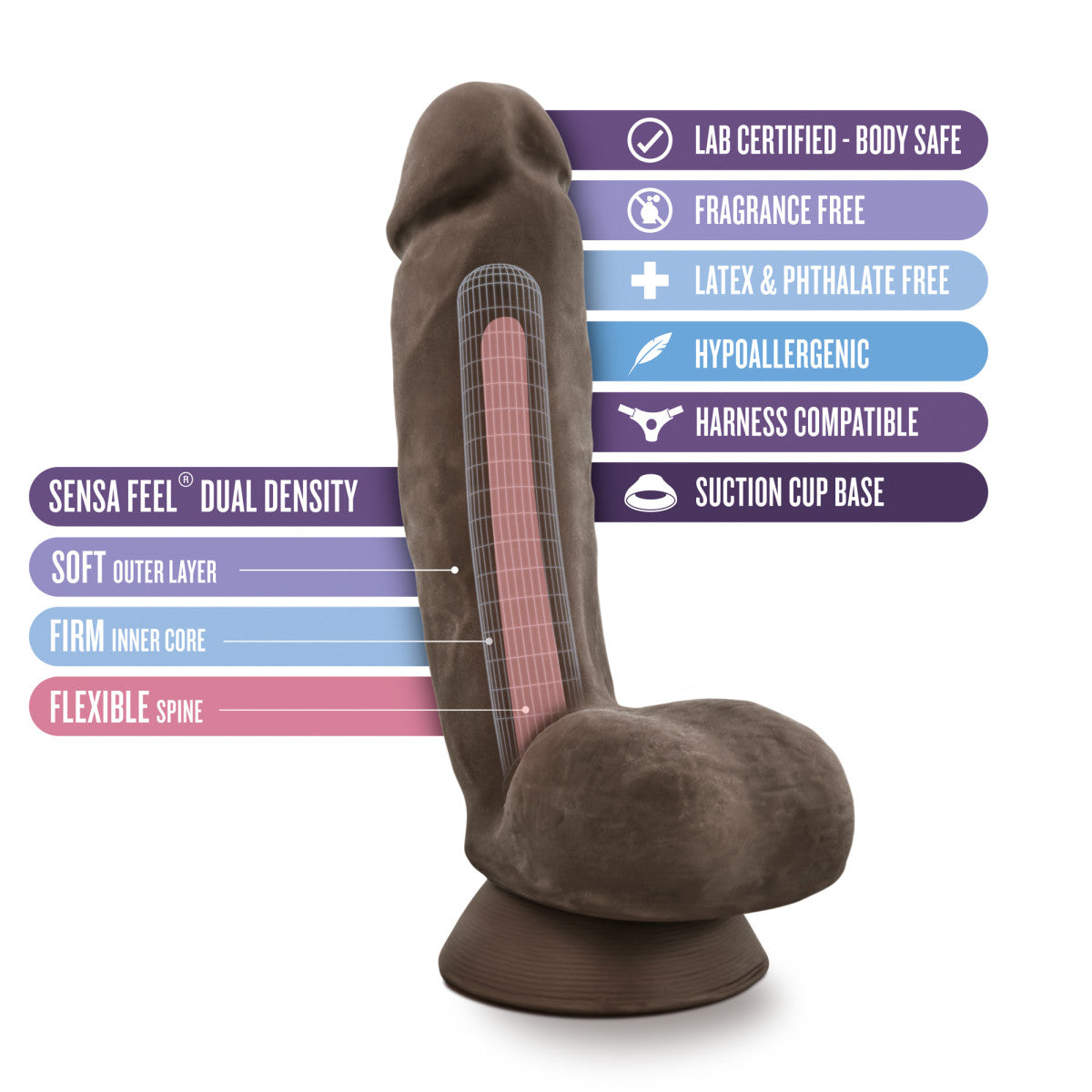 Au Naturel By Blush® | Jerome Realistic Brown 8.5-Inch Long Dildo With Balls & Suction Cup Base、mySite、bottomscart