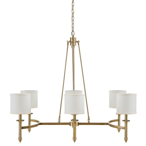 6-light Chandelier with Fabric Drum Shades Chrome See below、、eastwooduniform