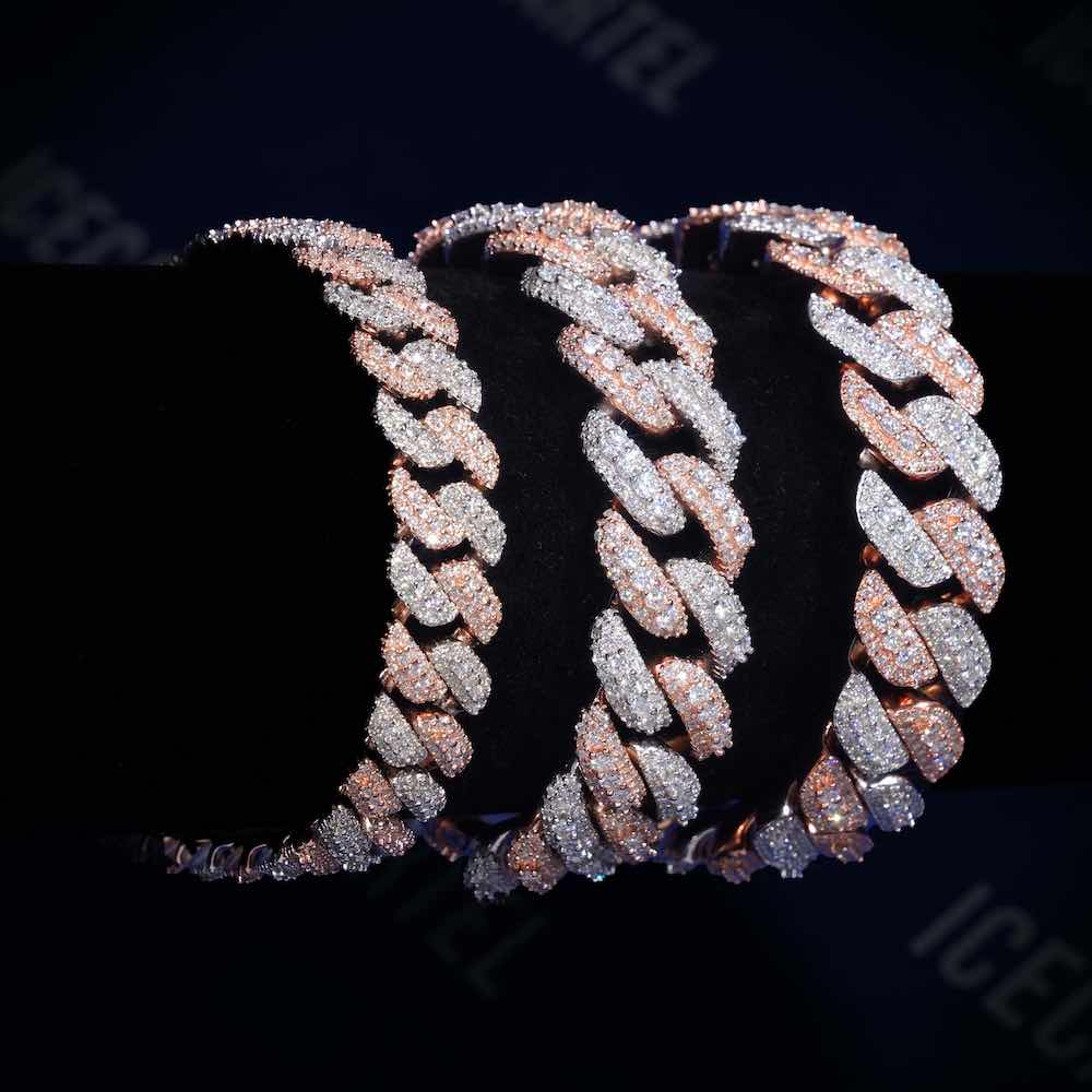 Moissanite Two Tone Cuban Link Bracelet 14K Gold (ALL SIZES)、mySite、hinf8tx79