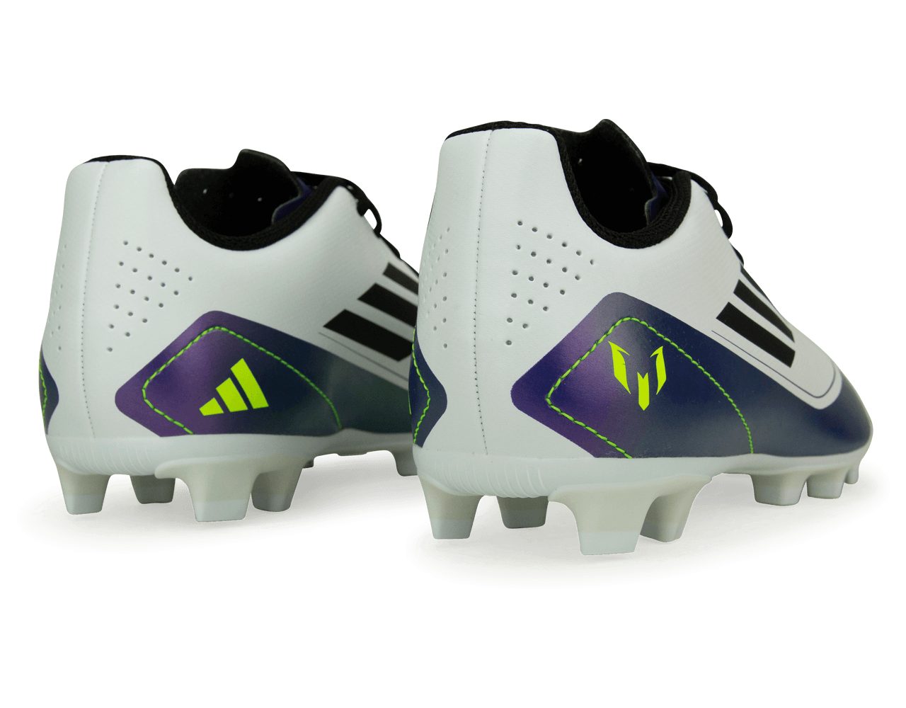 adidas Kids F50 Club Messi FxG White/Black/Purple、mySite、noshort