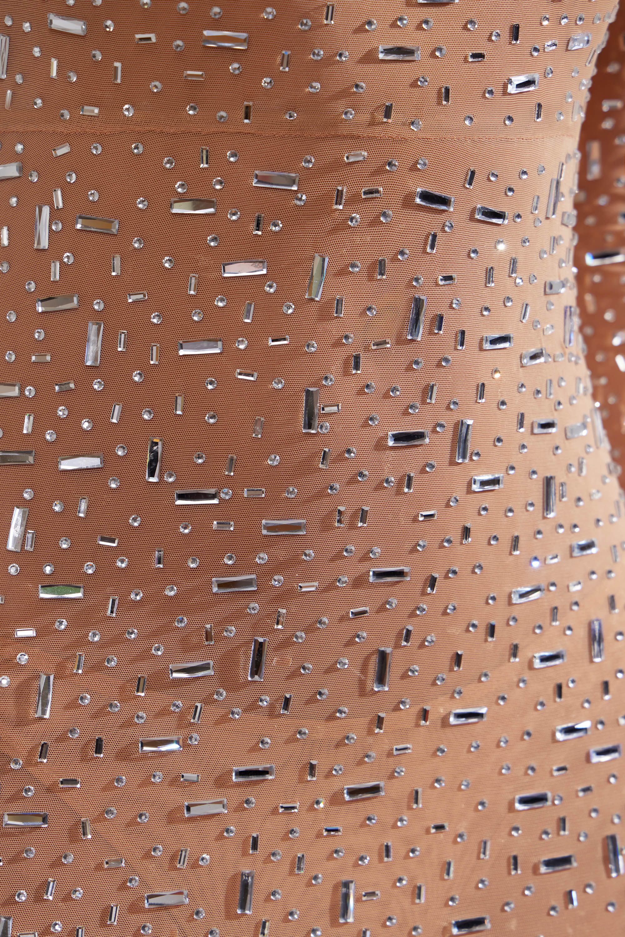 Sheer Embellished Long Sleeve Evening Gown in Almond、mySite、solidvoid