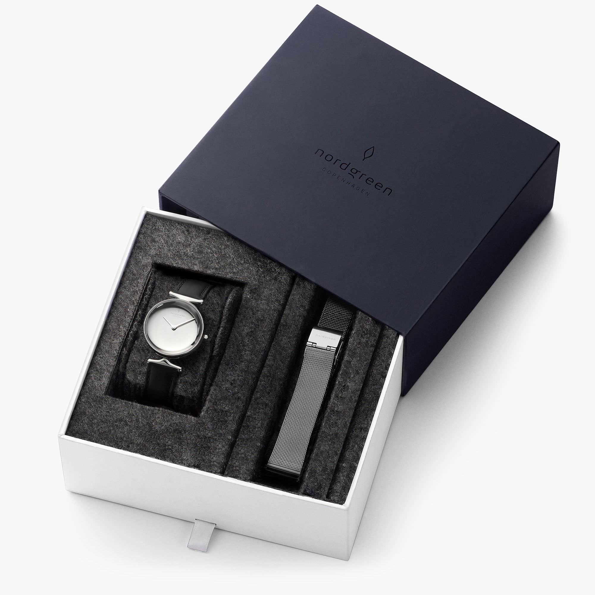  Unika - BUNDLE Polished Metal Dial Silver | Black Leather / Mesh Straps