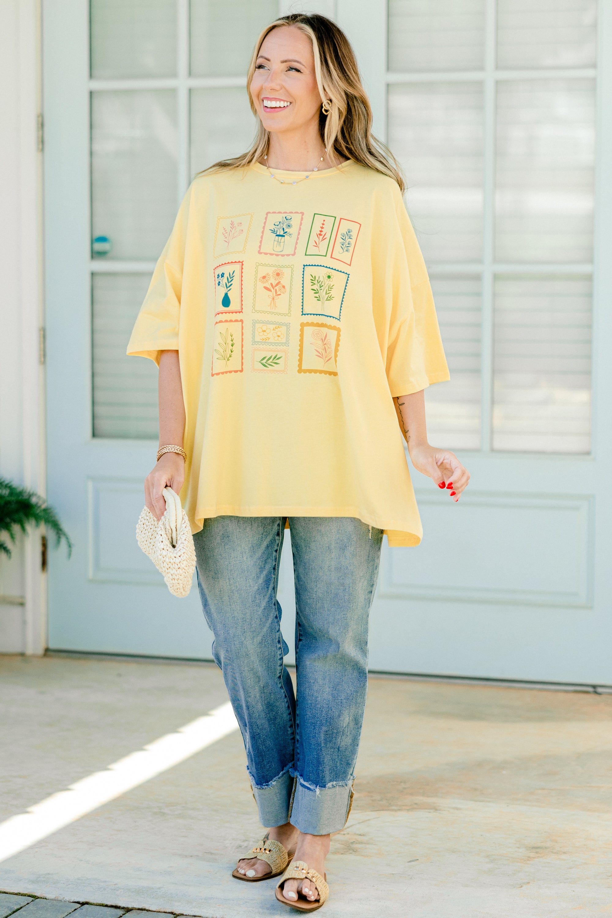  Floral Postage Boyfriend Tee, Butter Yellow、mySite、justintrudeaud