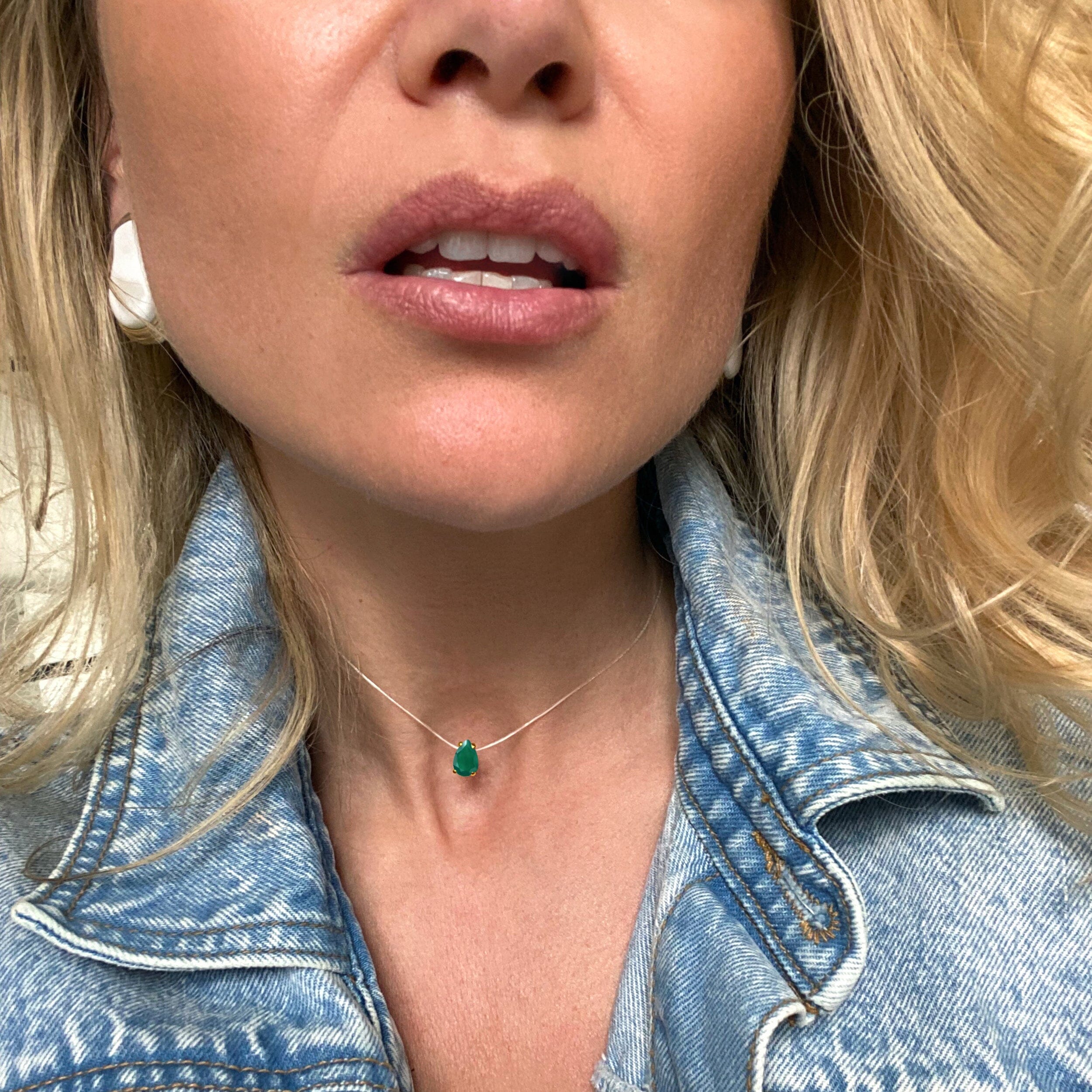 Green Onyx Necklace Floating Sway - May Birthstone、mySite、hinf8tx79