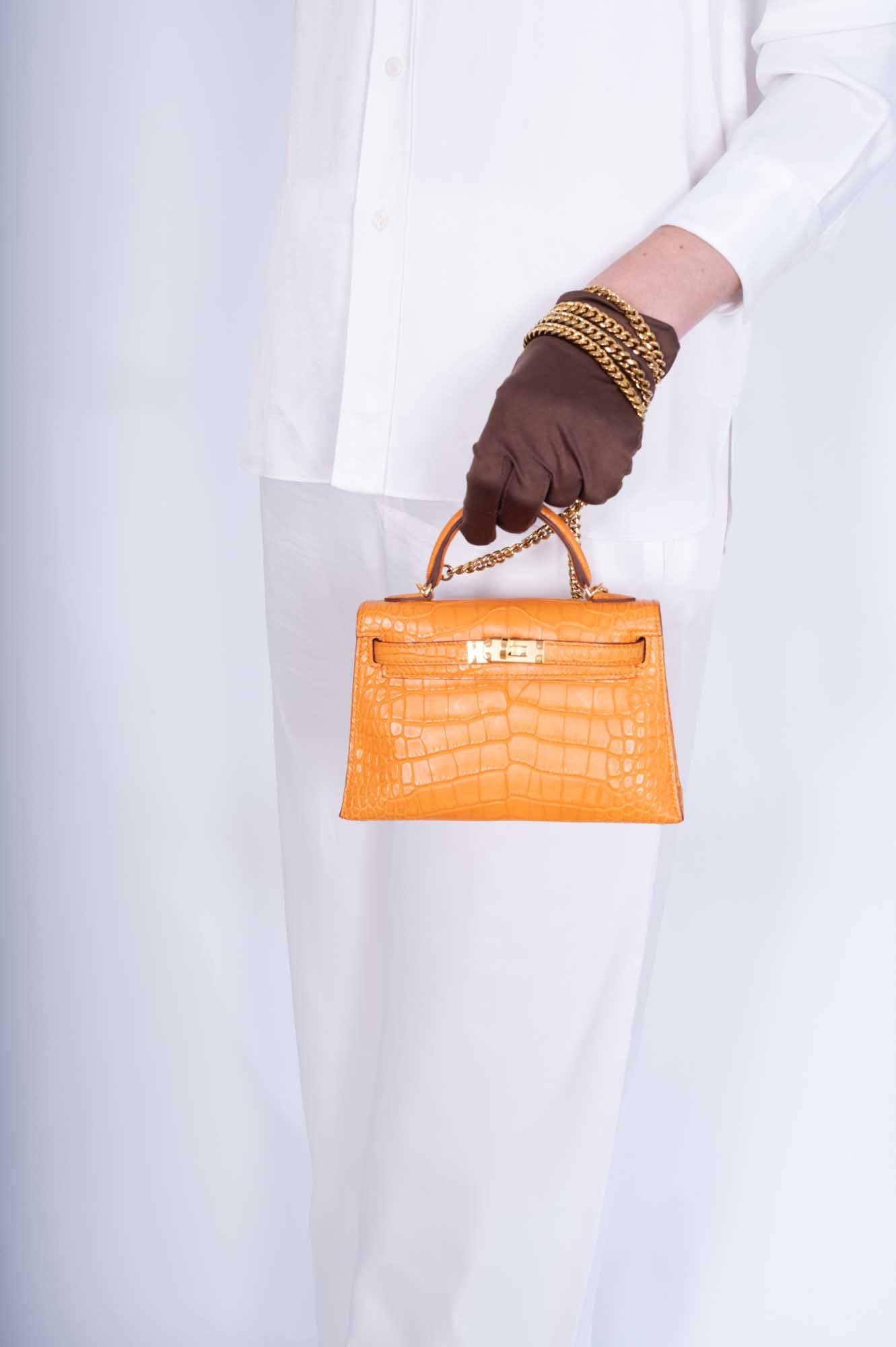 Hermès Kelly 20 Mini II Sellier Apricot Matte Alligator Gold Hardware、mySite、garminoutage.com