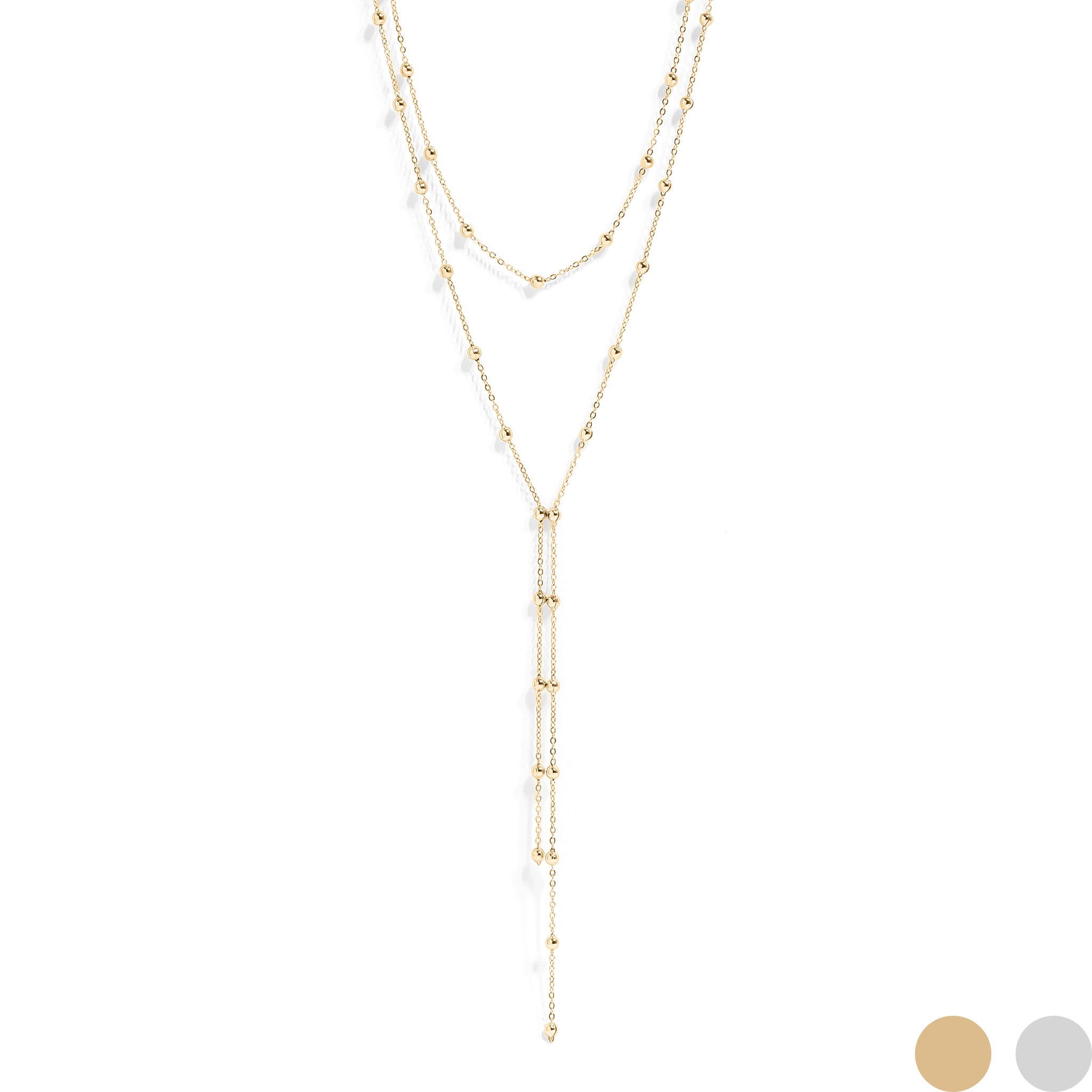 18K Gold PVD Stainless Steel Satellite Layered Lariat Necklace / CHN0059、mySite、dreamappss
