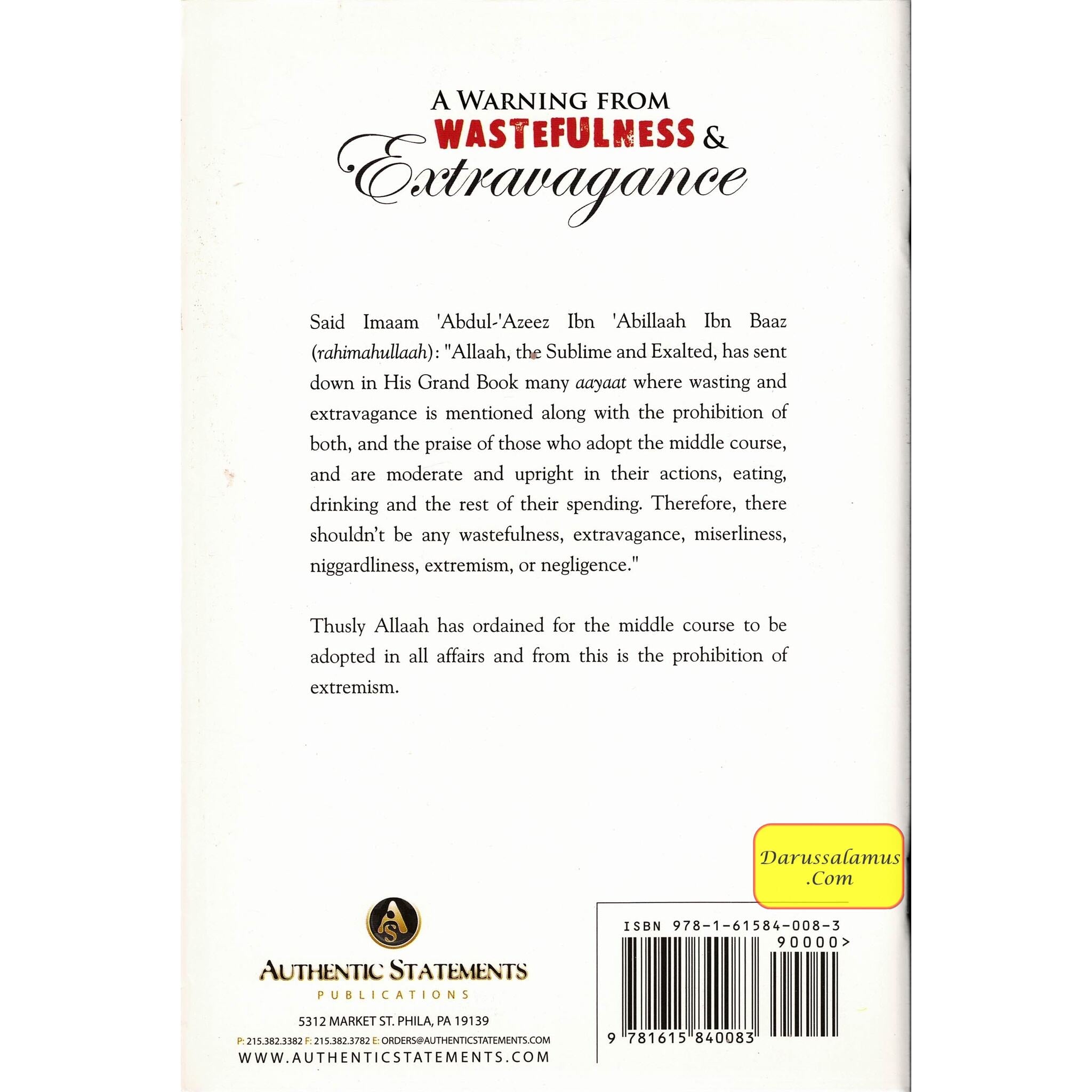 A Warning From Wastefulness & Extravagance By Imaam Abdul-Azeez Ibn Abdillaah Ibn Baaz、mySite、topwebapps