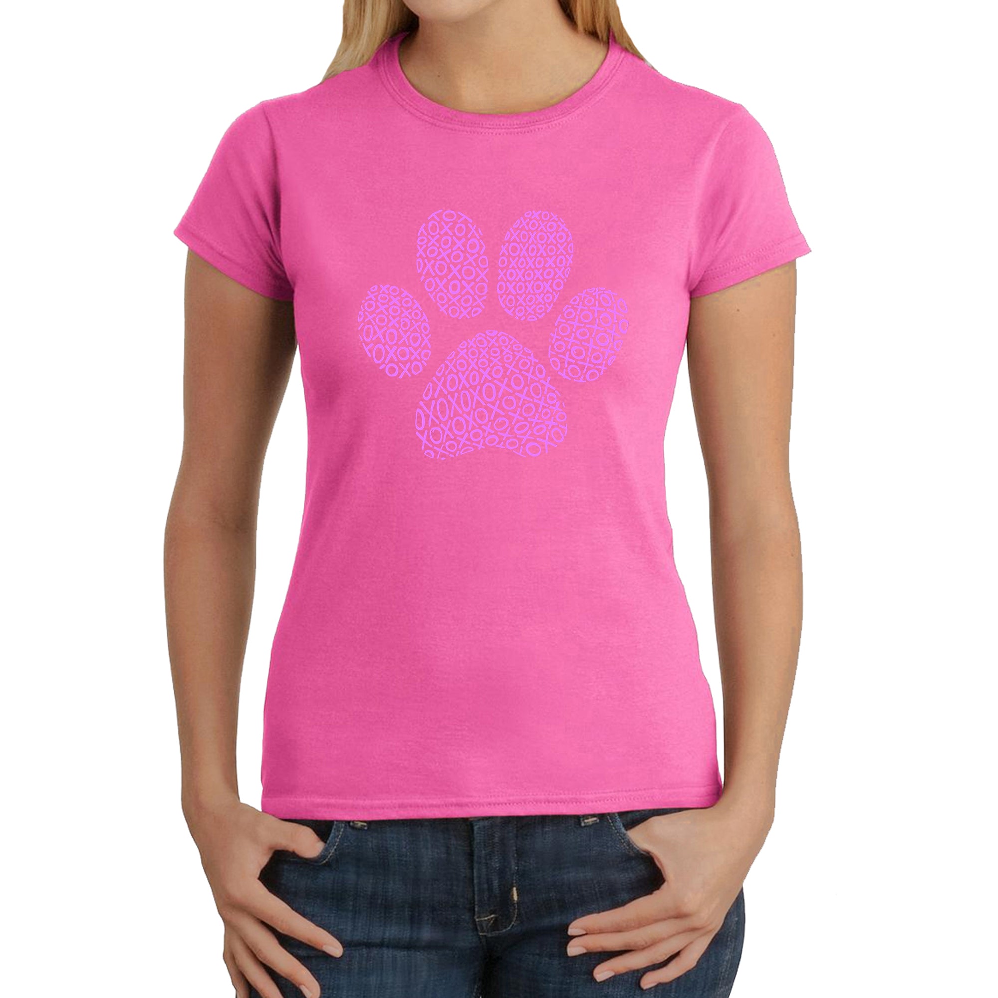 XOXO Dog Paw - Women's Word Art T-Shirt、mySite、camillekostekn