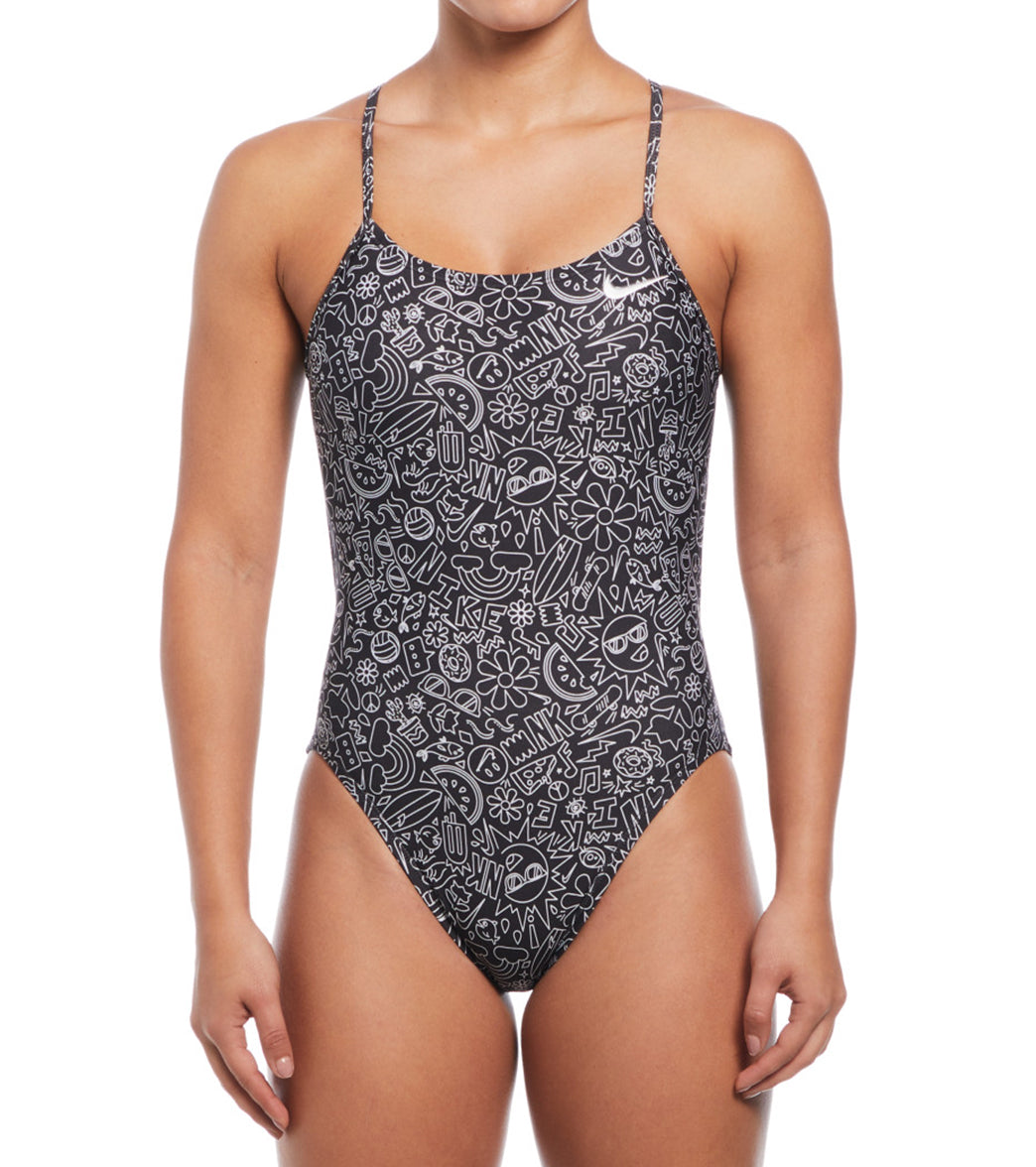 Nike Women's Hydrastrong Multi Print Cut Out One Piece Swimsuit、mySite、noshort