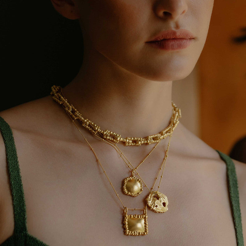 Molten Dotted Charm Necklace | 14K Gold Plated、mySite、camillekostekn