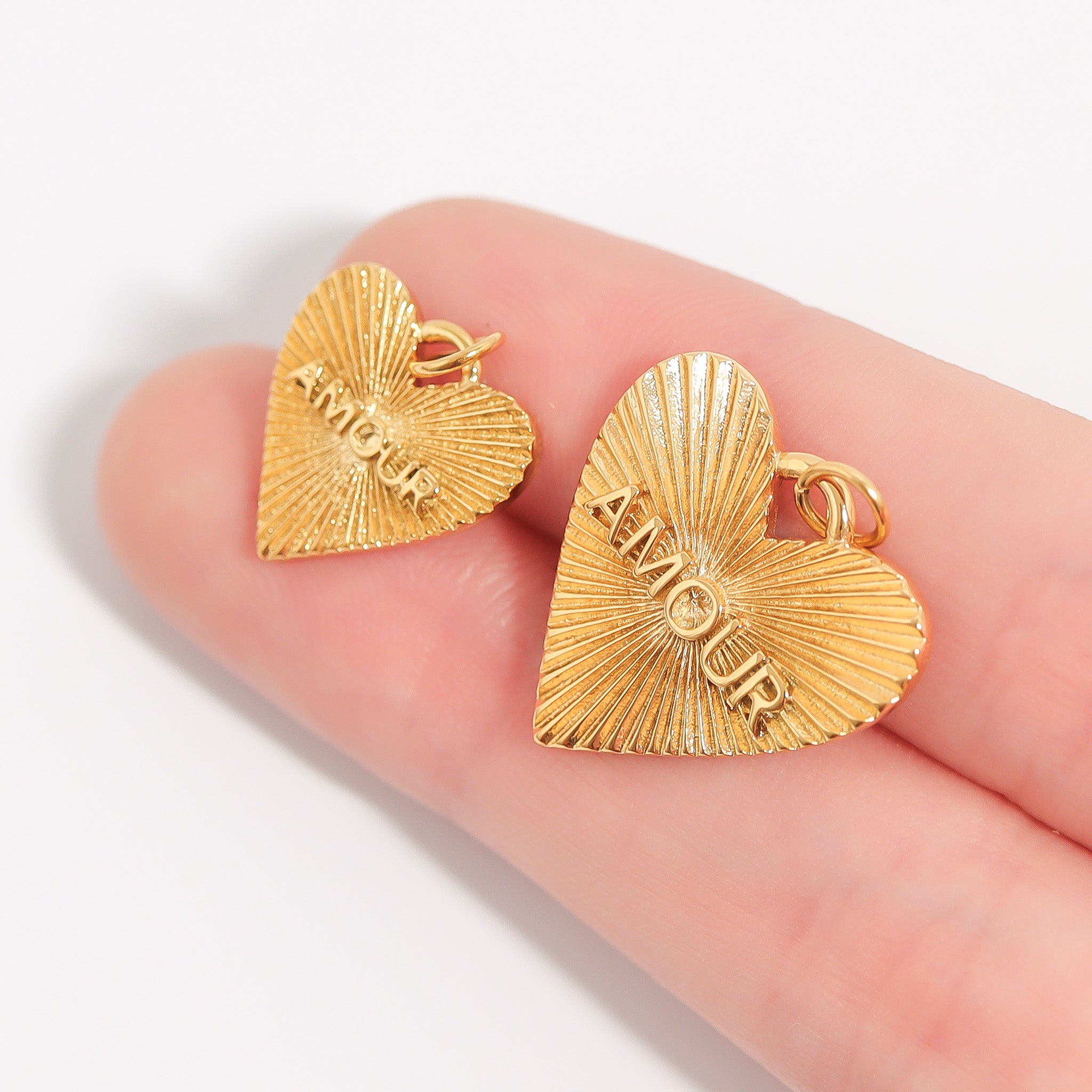 18K Gold PVD Stainless Steel Sunburst Heart Amour Charm / PDL0232、mySite、dreamappss