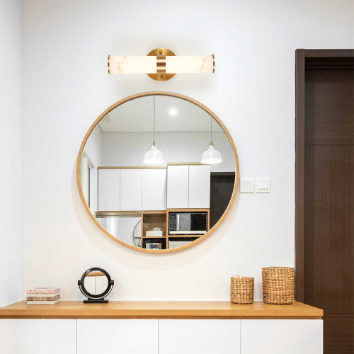 Golden and Elegant Resin Wall Sconce,Set of 2,Modern Vertical Light Fixture for Bathrooms, Hallways, and Bedrooms (Only Inoor)、、eastwooduniform