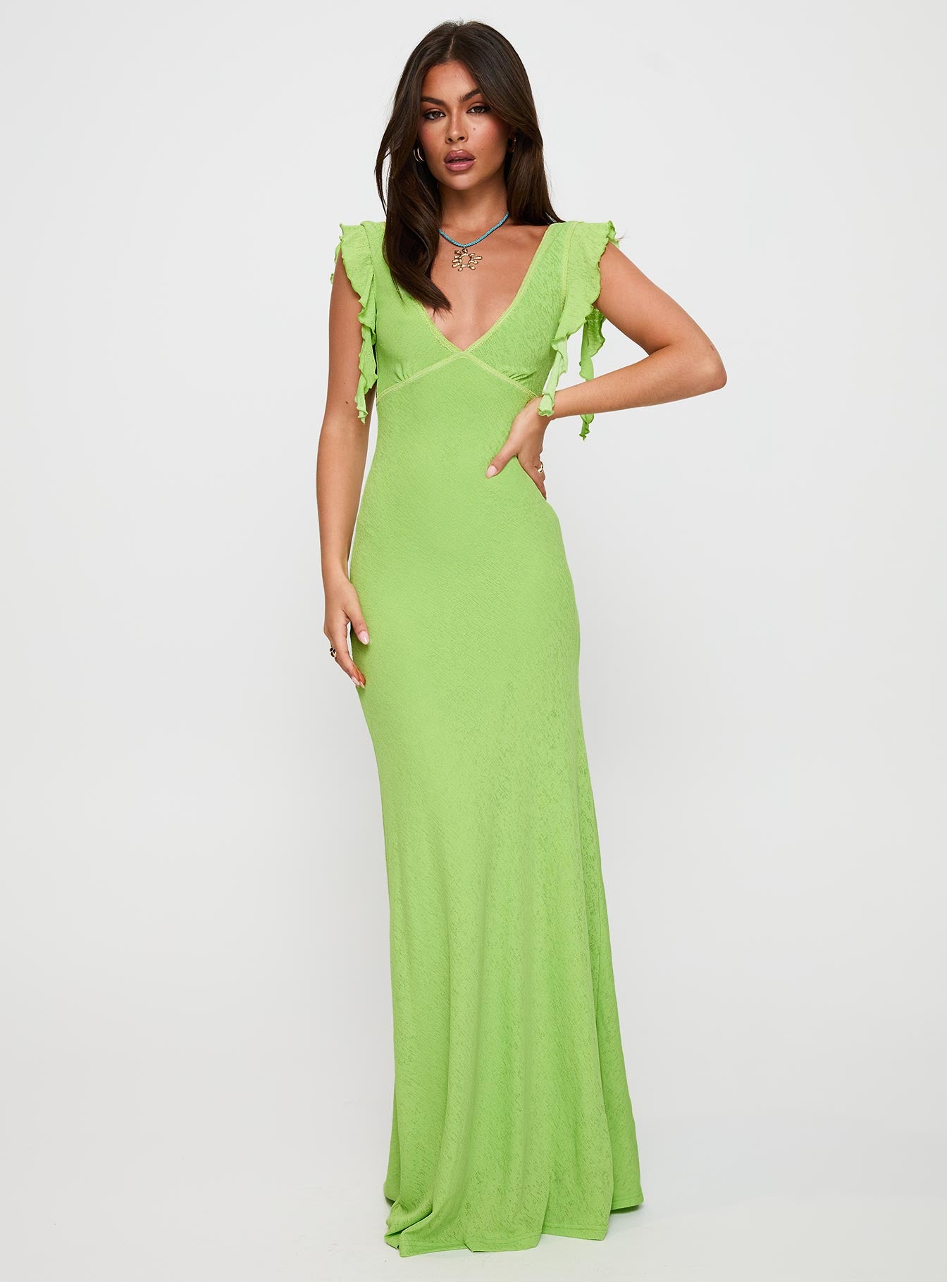 Soleila Maxi Dress Green Tonal、mySite、solidvoid
