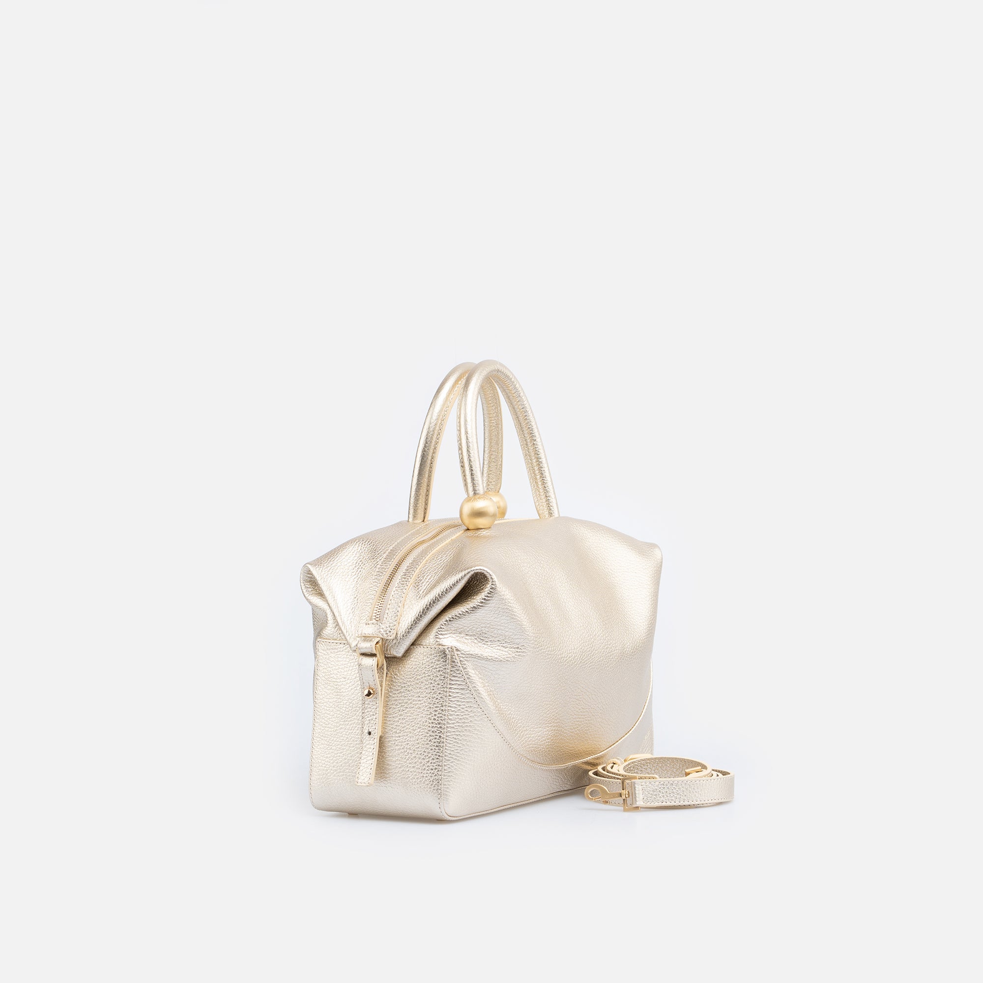 Arcadia Dione Large Top Handle Bag, Metallic Gold、mySite、noshort