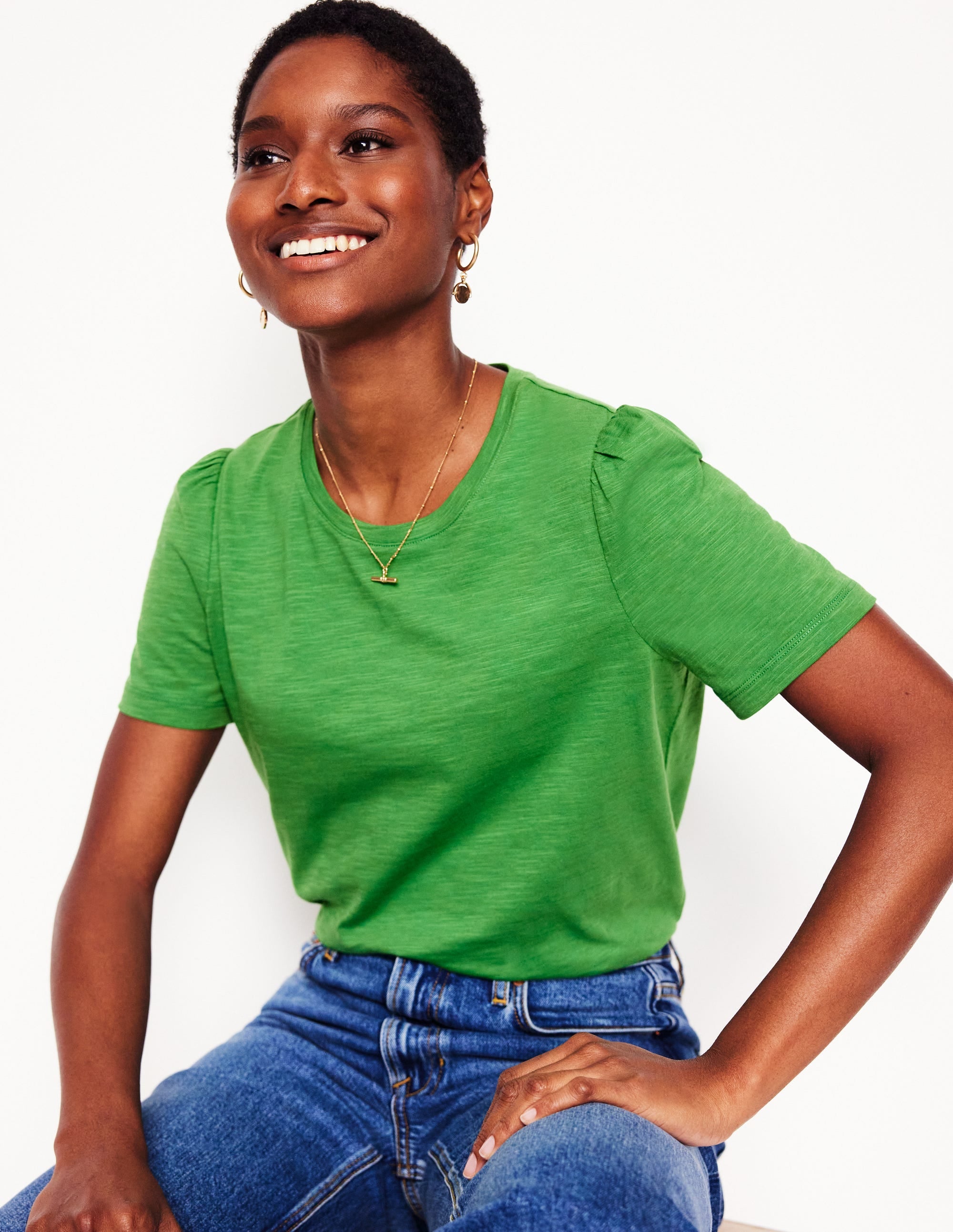  Cotton Puff Sleeve T-Shirt-Paradise Green、mySite、ashleygrahame