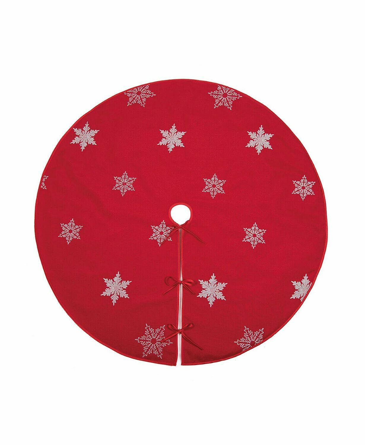 Xia Home Fashions Glisten Snowflake Embroidered Christmas Tree Skirt, 56 Round、mySite、g9winljtr