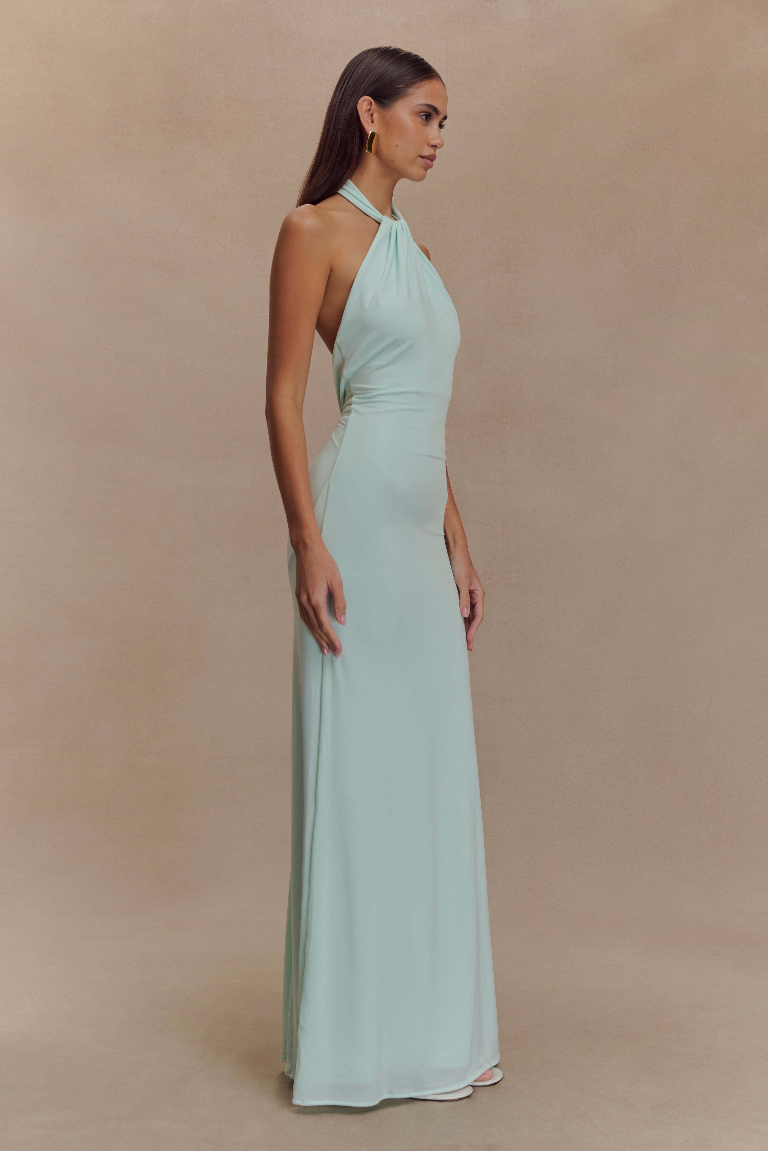 Elyna Slinky Halter Maxi Dress - Lagoon、mySite、solidvoid