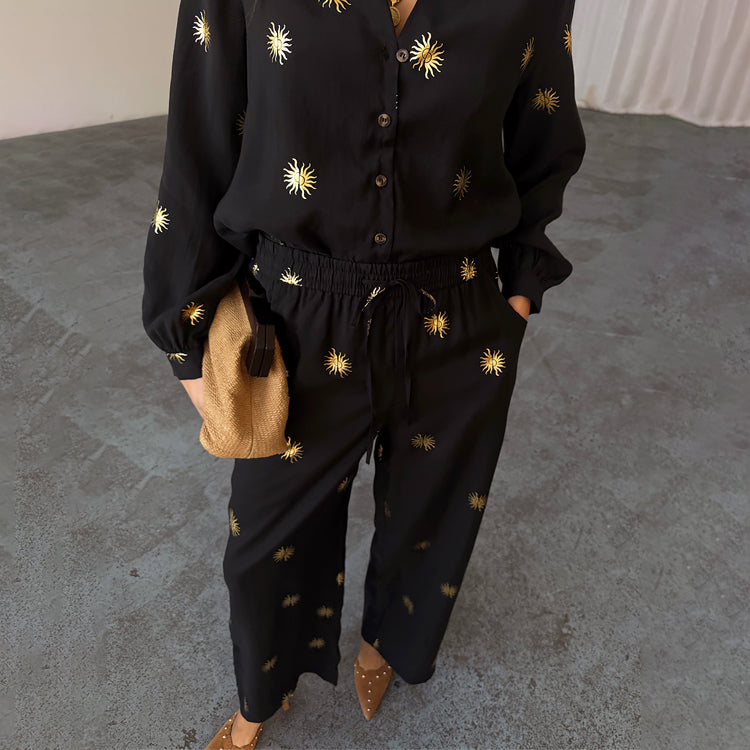 Gold Sun Elissa Trousers Petite、mySite、solidvoid