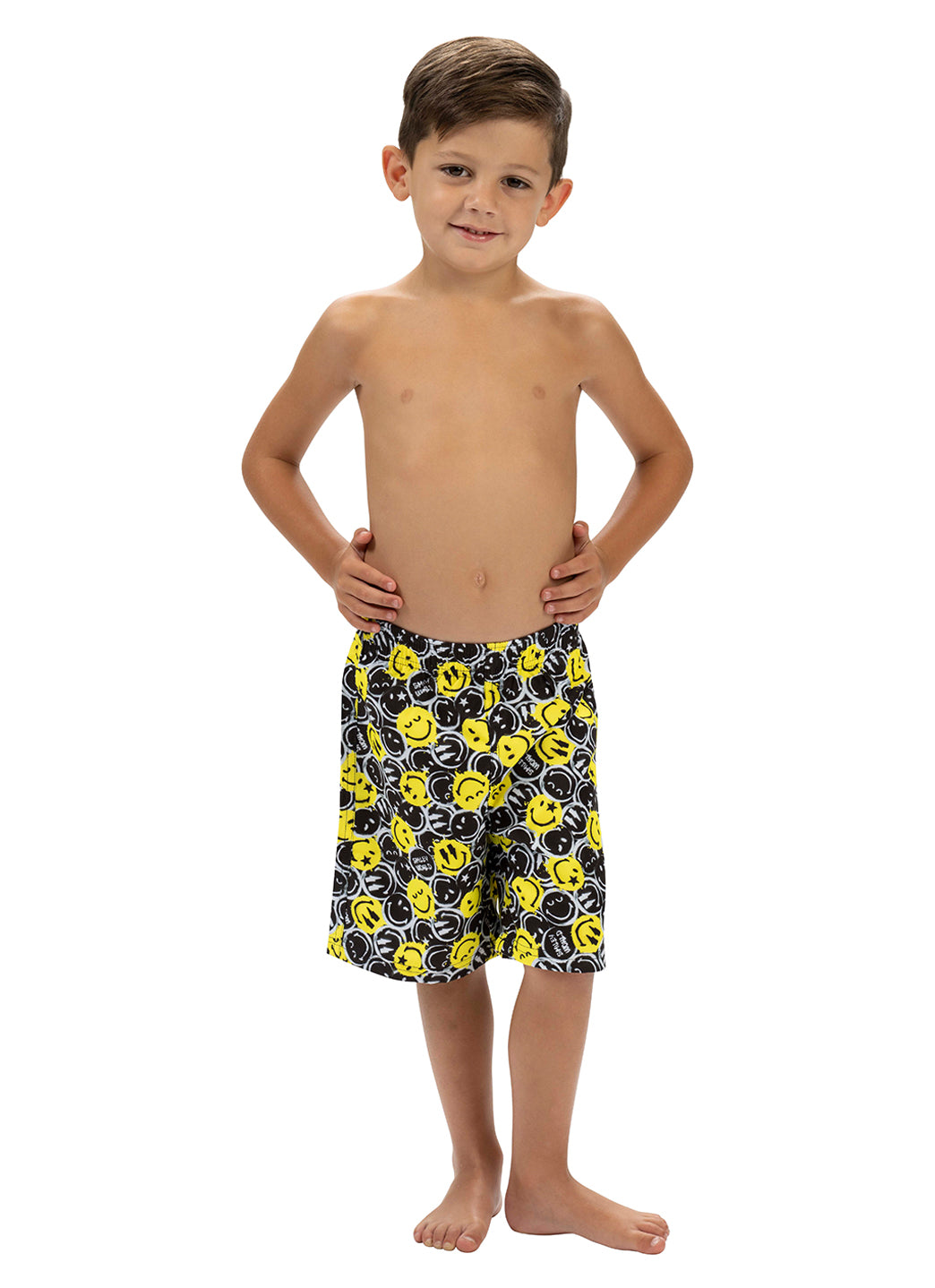 Dolfin Boys' Print Little Dolfin X SmileyWorld Swim Trunks (Toddler, Little Kid)、mySite、noshort