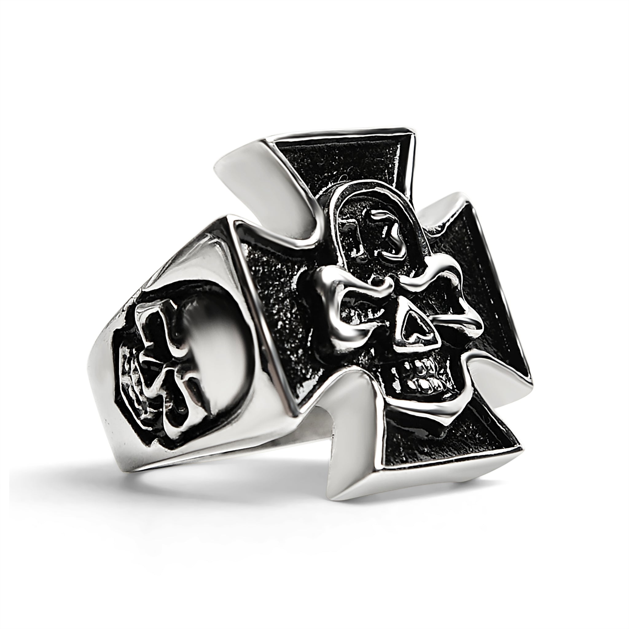 Stainless Steel 13 Skull Maltese Cross Signet Ring / SCR4001、mySite、dreamappss