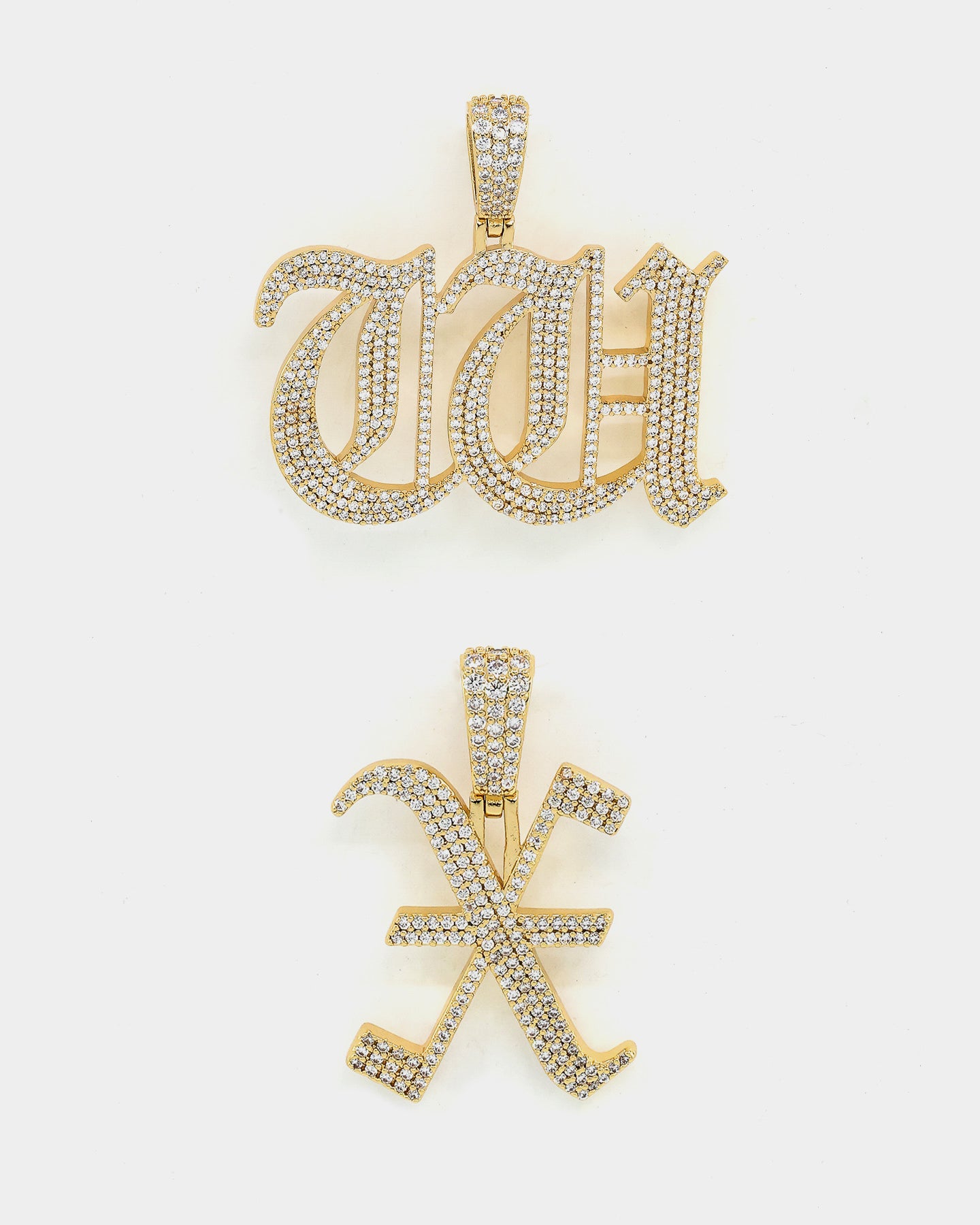 Saint Morta Gothic Iced Letter Pendant Iced Gold、mySite、zt4zffjzw