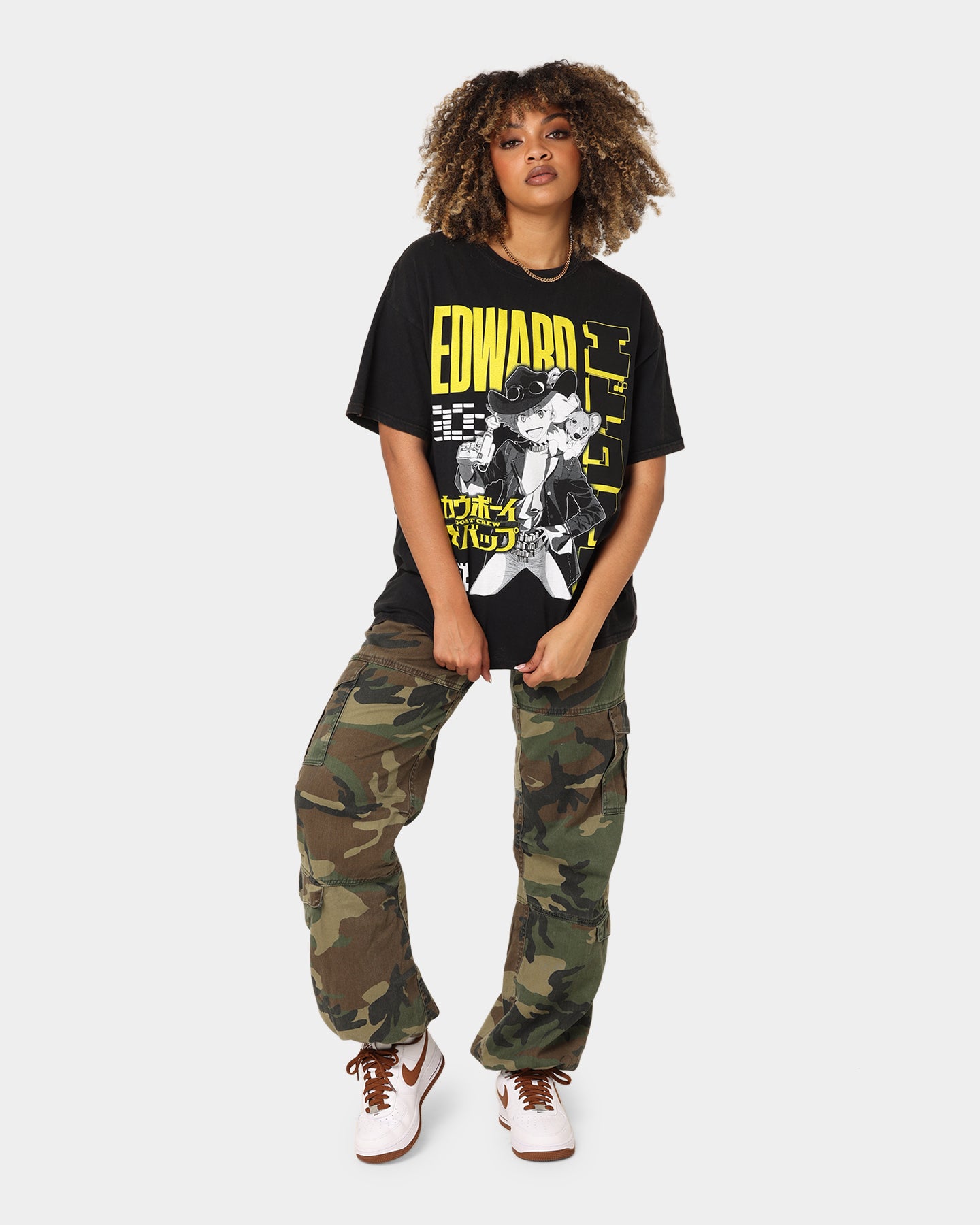 Goat Crew X Cowboy Bebop Edward Vintage T-Shirt Washed Black、mySite、zt4zffjzw