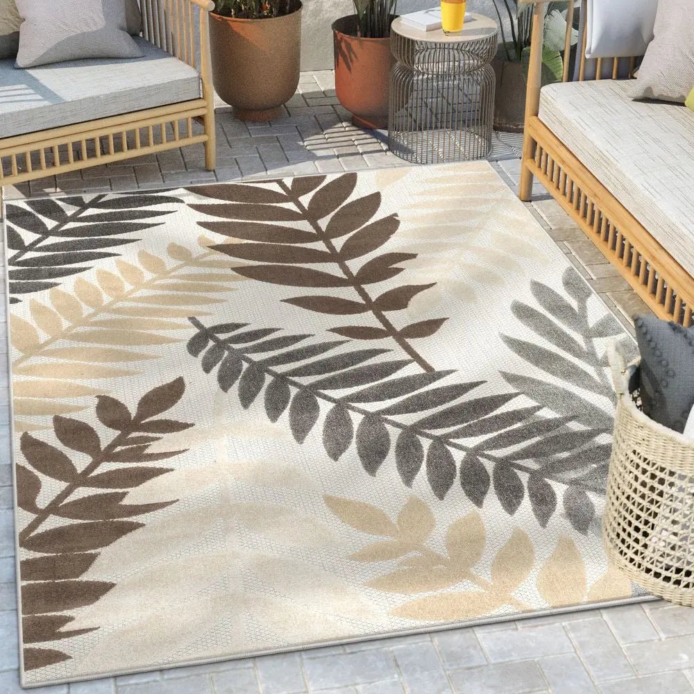 Mariah Modern Floral Indoor/Outdoor Ivory High-Low Rug、mySite、gigharbornorthrealestate