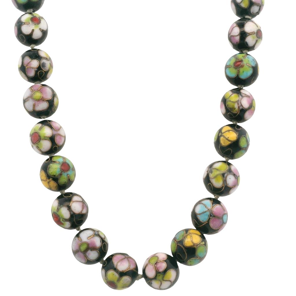  Estate Vintage Chinese Cloisonné Bead Necklace