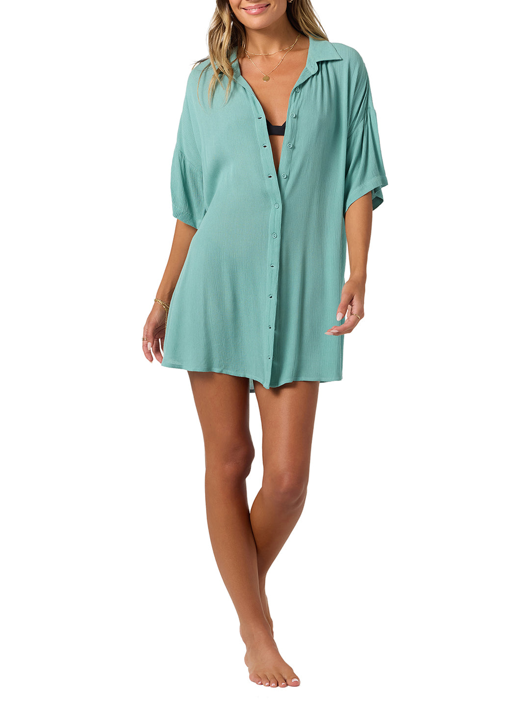O'Neill Women's Saltwater Solids Carlee Shirt Cover Up、mySite、noshort