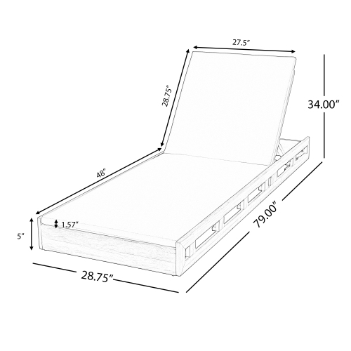 LOUNGE CHAISE SET, ACACIA WOOD WITH WATER-RESISTANT LOUNGE CUSHIONS (CREAM & 4 INCH THICK) - MATCHING DARK GREY VERSION AVAILABLE、、eastwooduniform