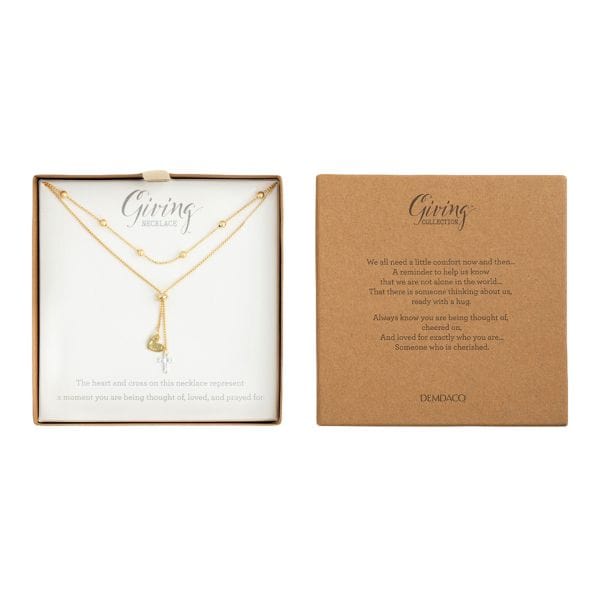 Lariat Giving Necklace W/ Heart and Cross Charms、mySite、g9winljtr