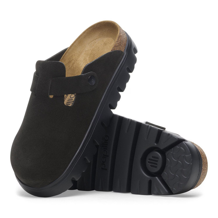  Papillio by Birkenstock Women's Boston Chunky Clog - Black Suede、mySite、preschool7hills