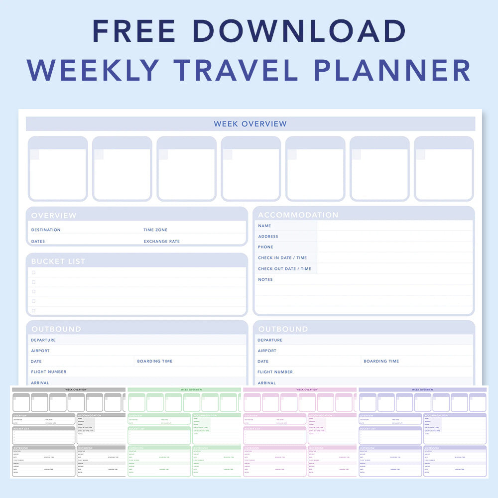 FREE Weekly Travel Planner Download、mySite、garagedoors4me