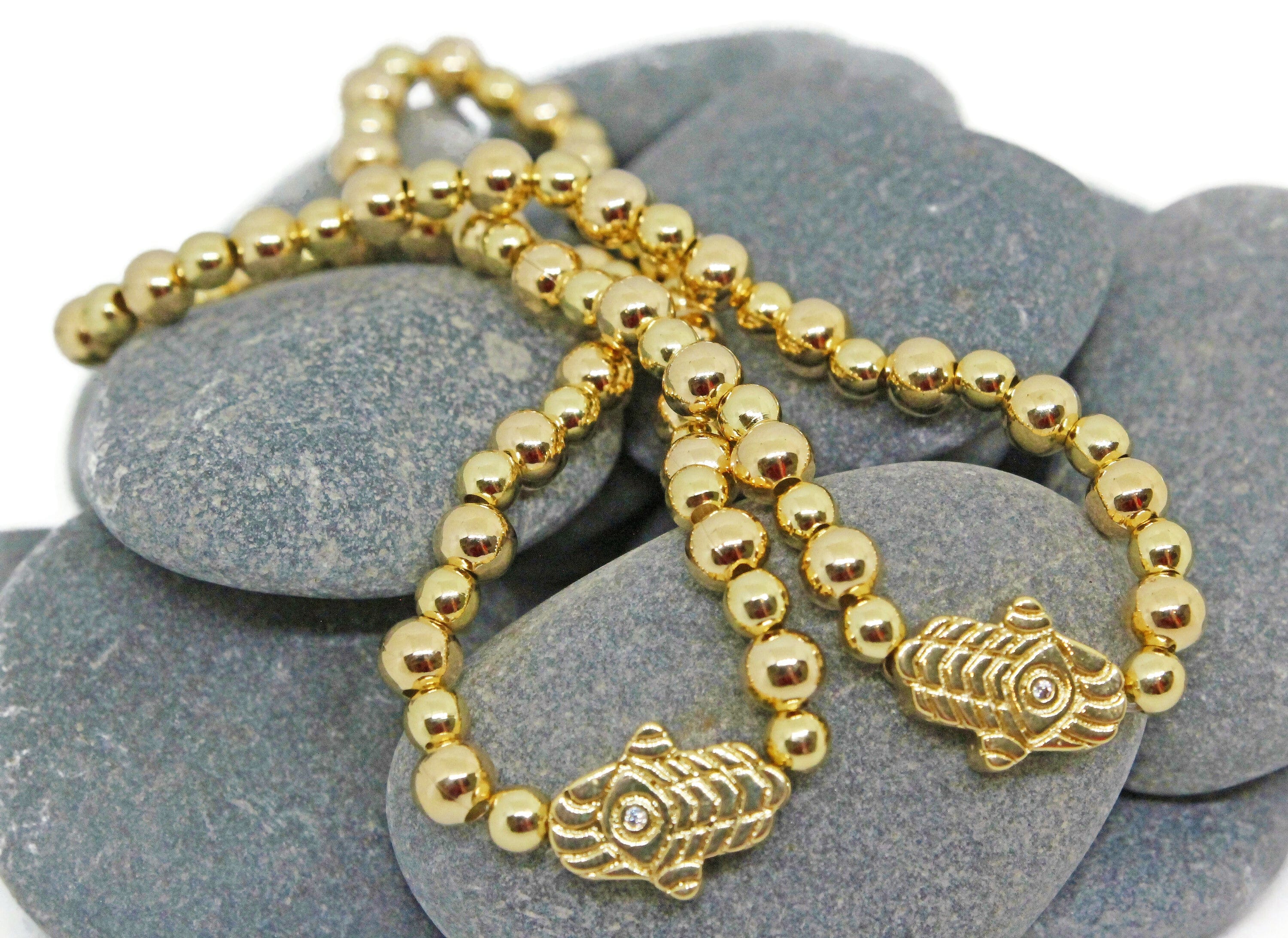 Gold Beaded Hamsa Bracelet、mySite、topwebapps
