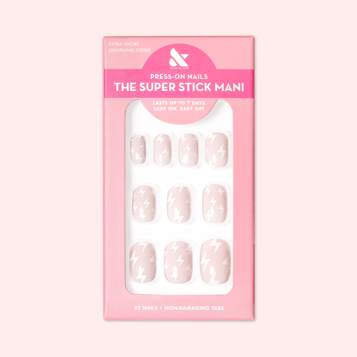 Lightning Strike - Tab Press-On | Extra Short | Squoval - Part of Set、mySite、solidvoid