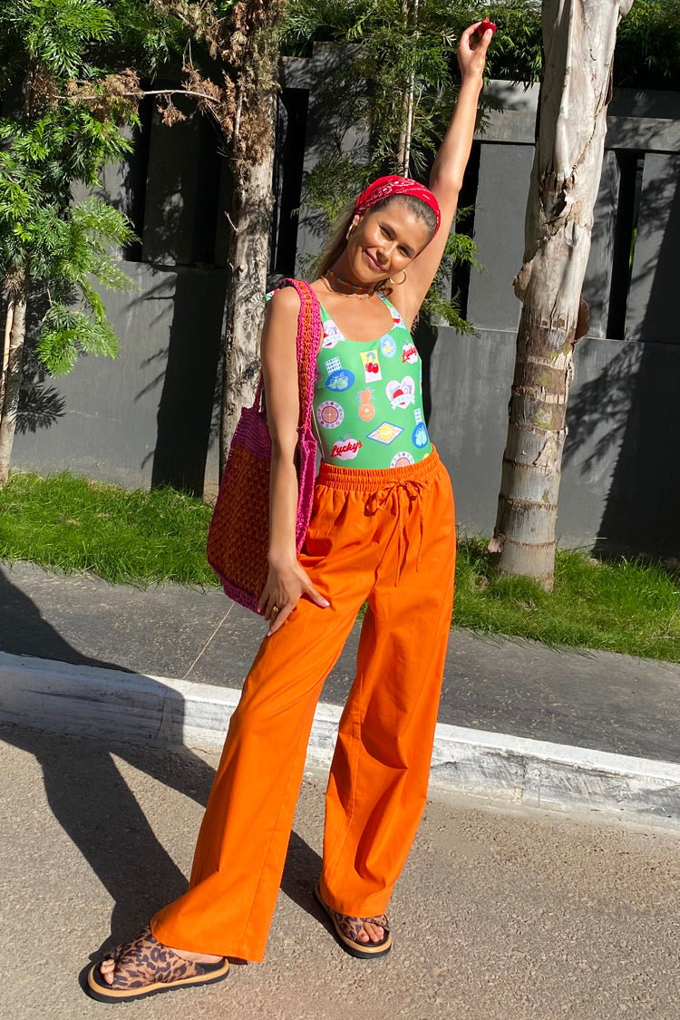 Orange Demi Cotton Linen Trousers、mySite、solidvoid