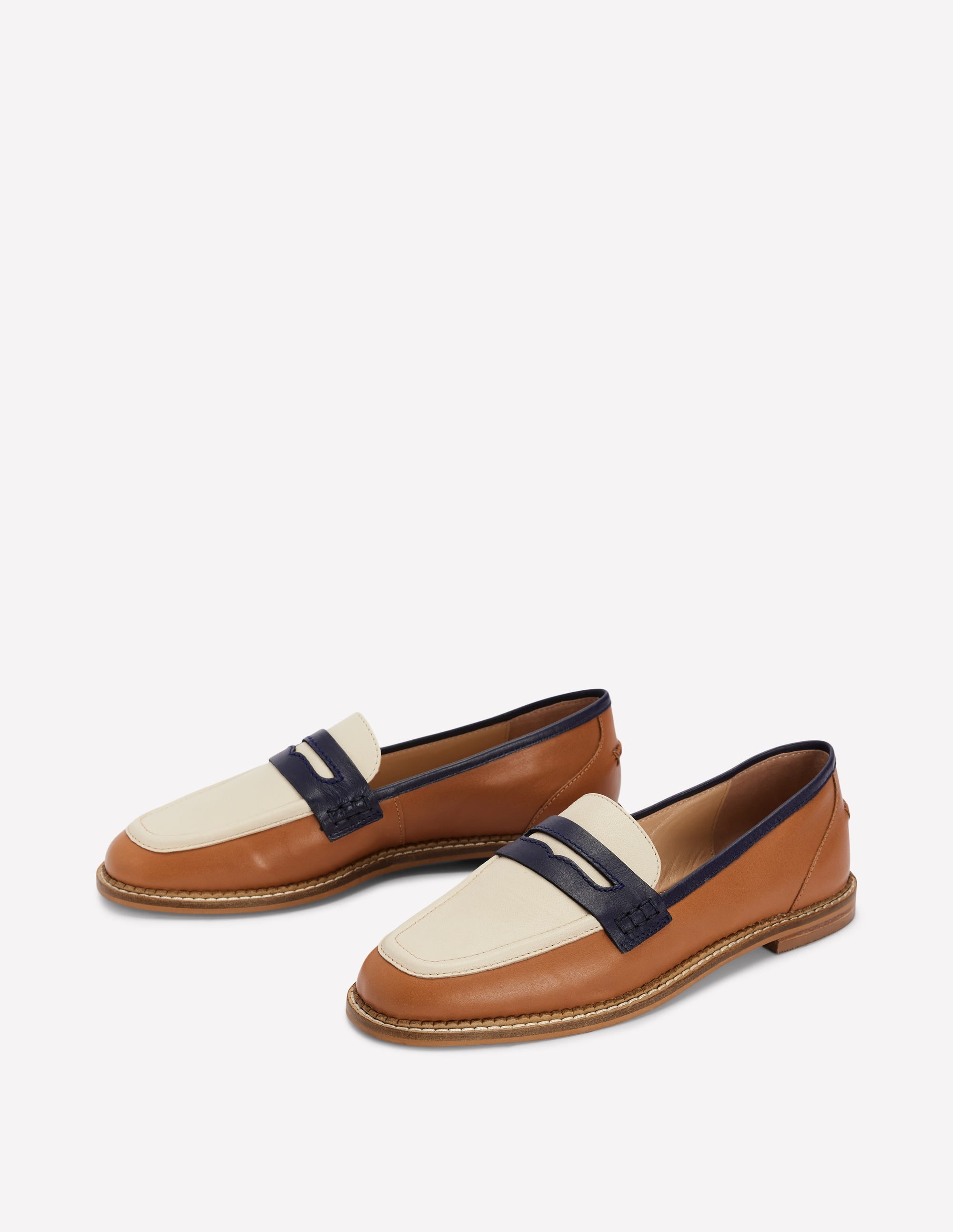 Nya Structured Penny Loafer-Tan Colourblock、mySite、ashleygrahame