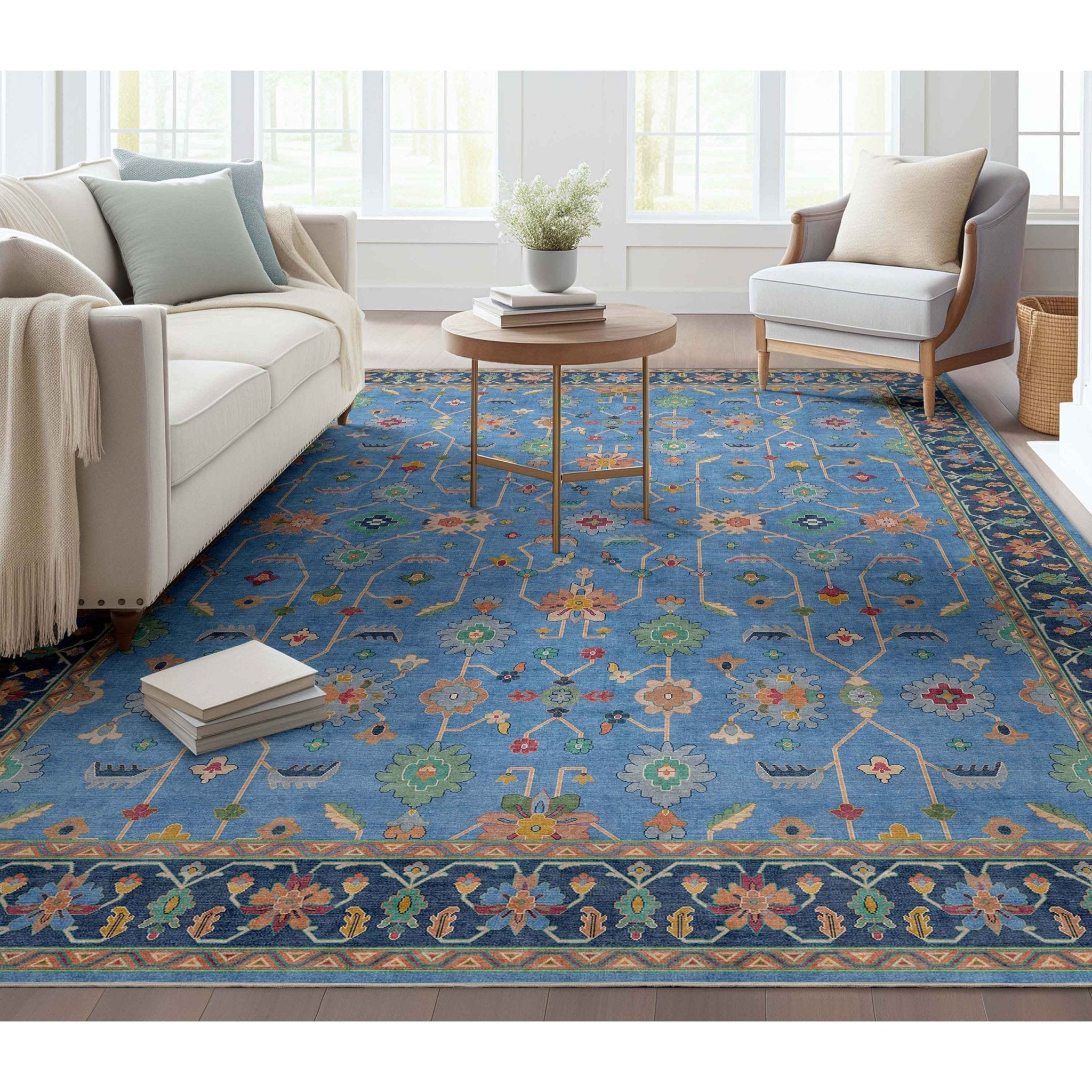 Antalya Modern Vintage Boho Rug for Living Room Bedroom Dining Room ,Easy Clean、mySite、gigharbornorthrealestate