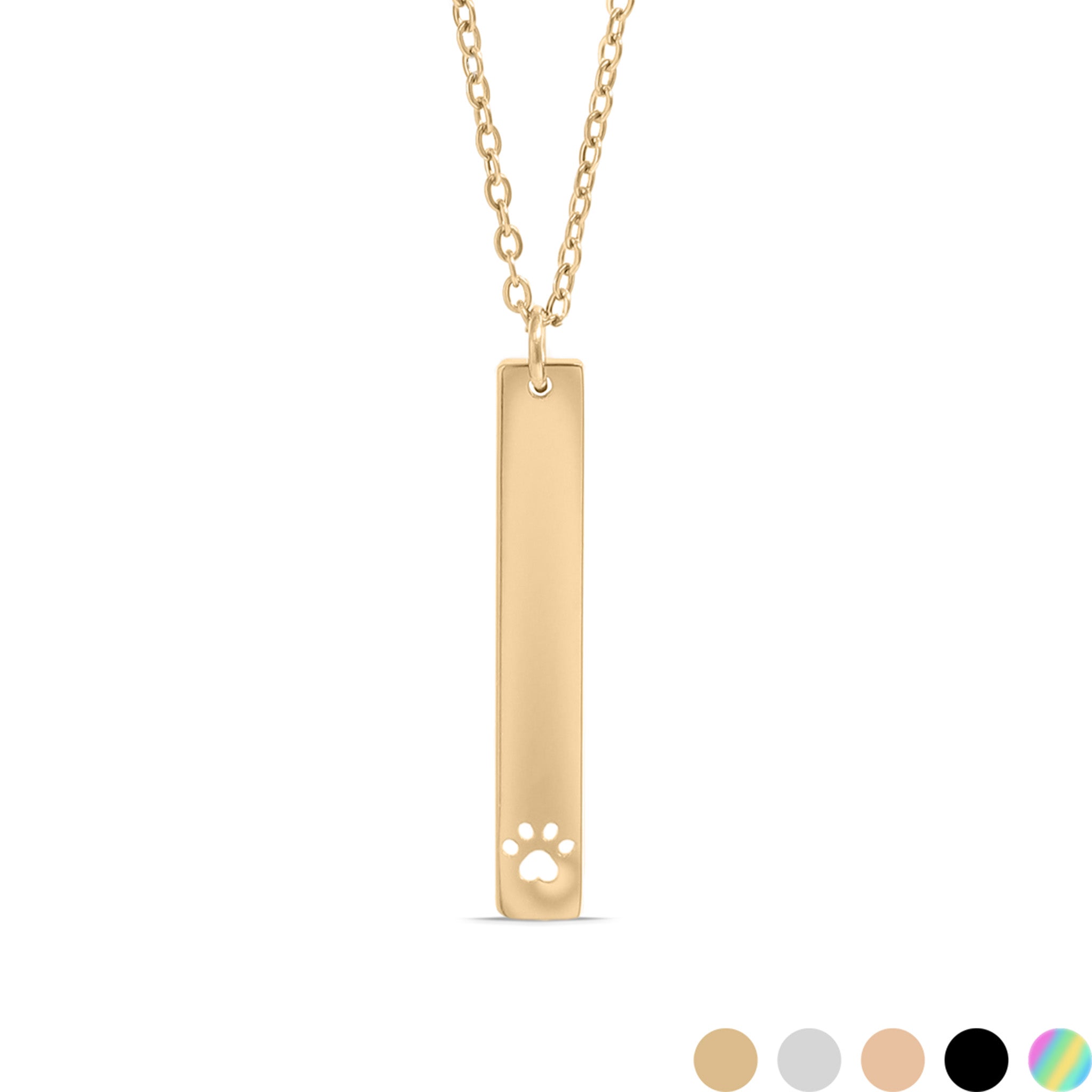 18K Gold PVD Stainless Steel Paw Print Cutout Vertical Blank Bar Necklace / SBB0300、mySite、dreamappss