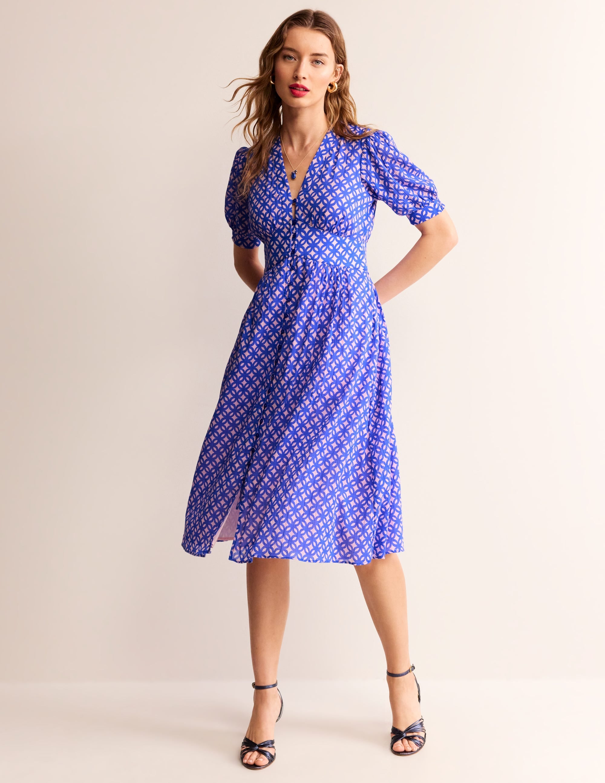  Elsa Crinkle Midi Tea Dress-Sweet Lilac, Trellis Geo、mySite、ashleygrahame